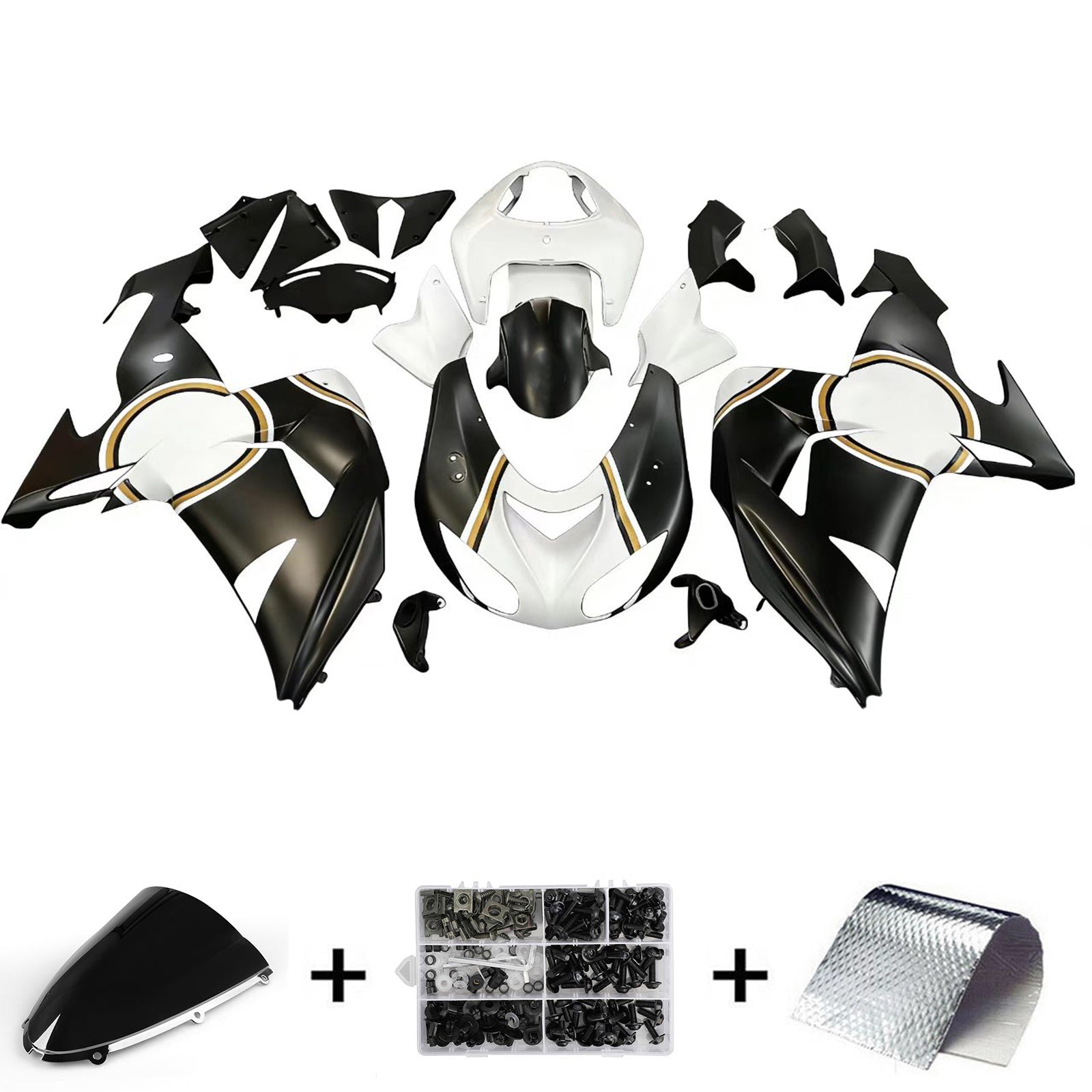 Amotopart Kawasaki ZX10R 2006-2007 Kit Carénage Carrosserie Plastique ABS