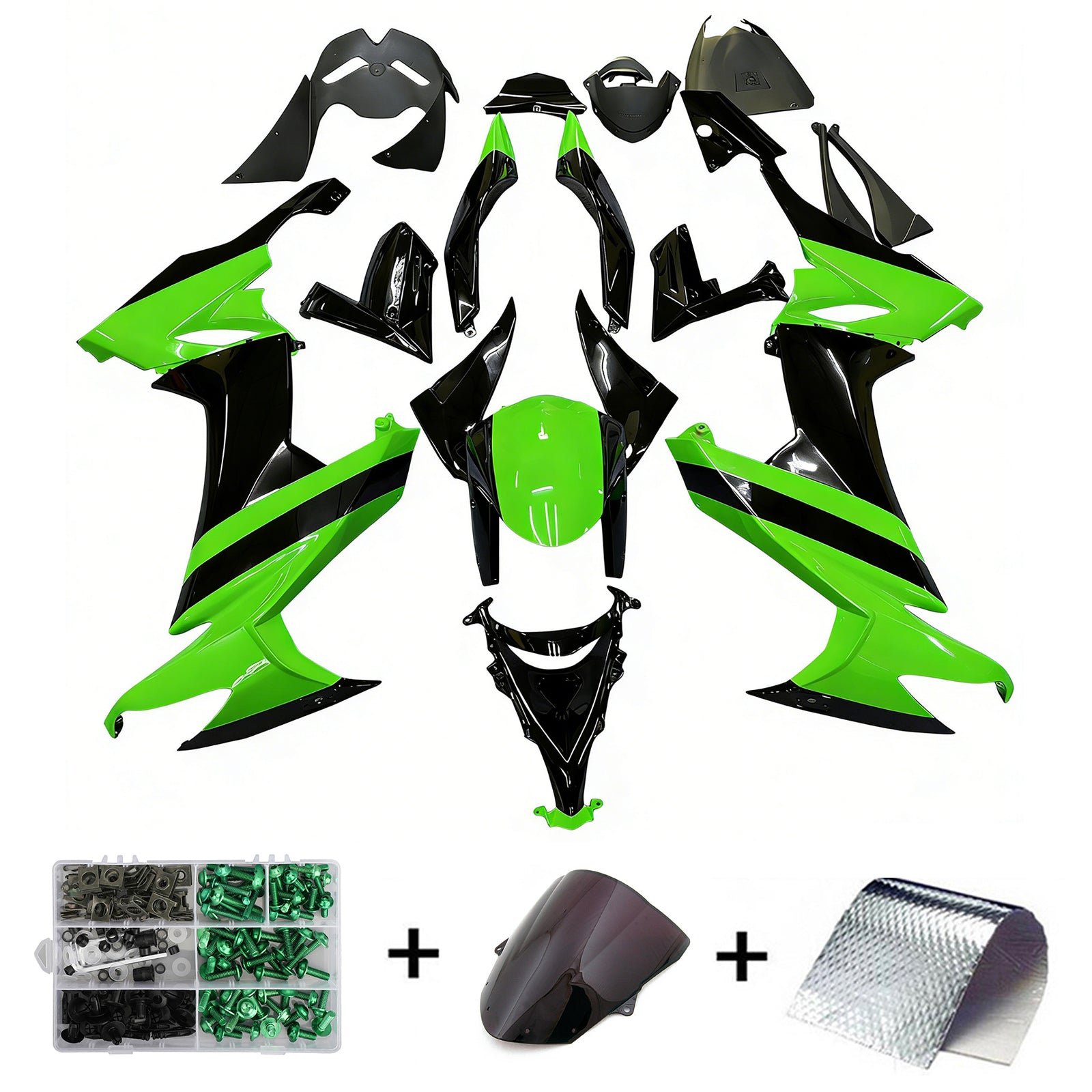 Carénages Amotopart 2008-2010 Kawasaki ZX10R Vert Noir ZX10R Generic