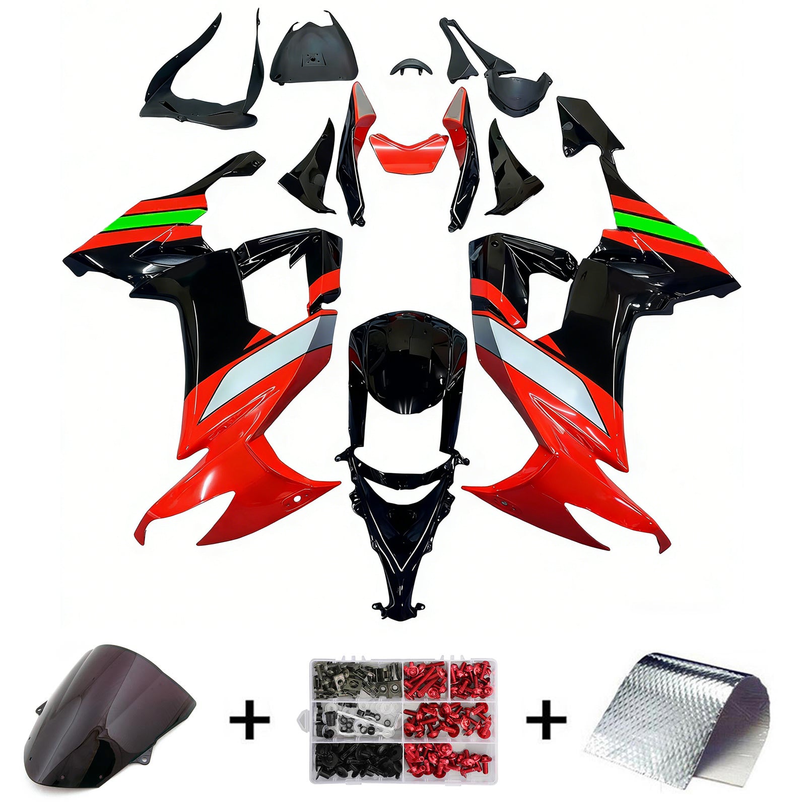 Amotopart Kawasaki ZX10R 2008-2010 Kit kvadratni plastični abs