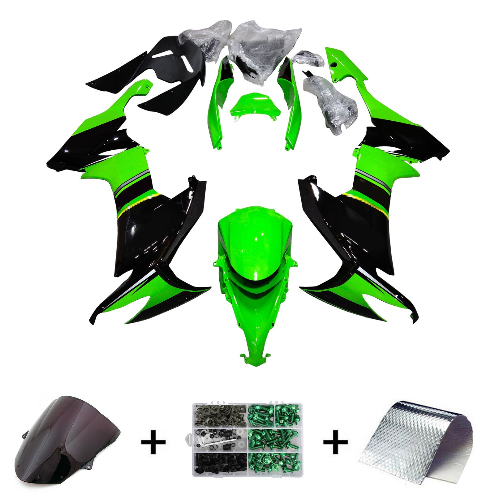 Amotopart Kawasaki ZX10R 2008-2010 Kit Carénage Carrosserie Plastique ABS