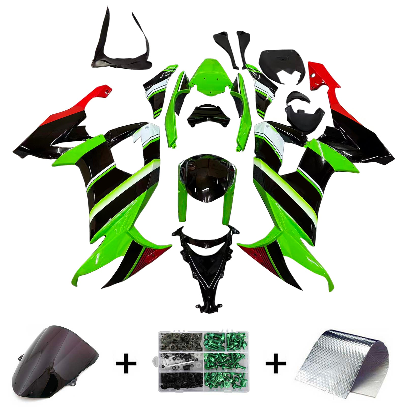 Amotopart Kawasaki ZX10R 2008-2010 Kit ABS di plastica quadrata