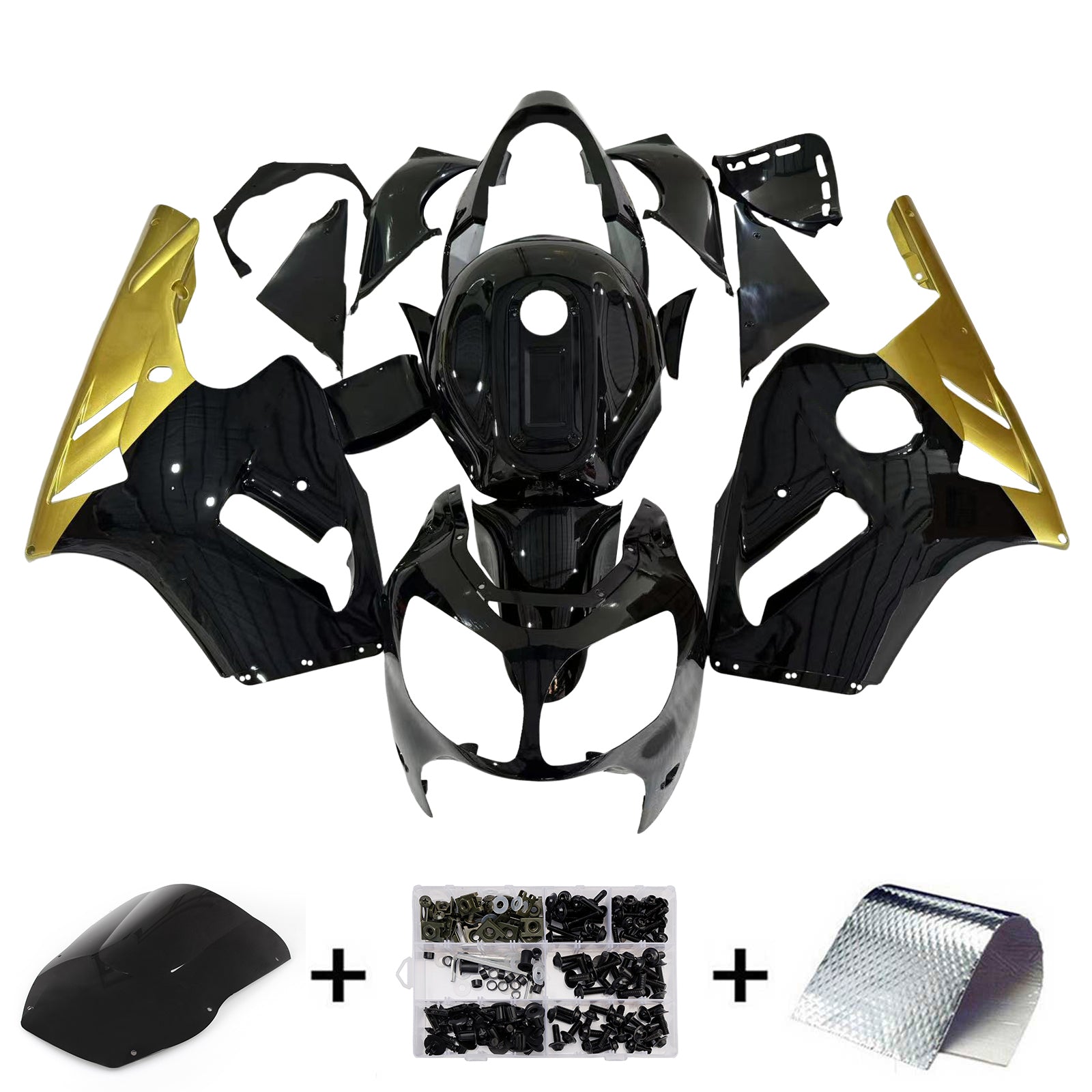 Amotopart Carena 2000-2001 Kawasaki ZX12R Nero e Oro ZX12R Generico
