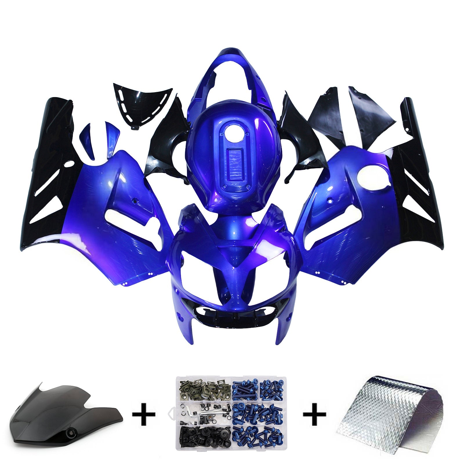 Amotopart pour Ninja ZX12R 2002-2005 bleu noir carrosserie carénage ABS moulé par Injection plastique ensemble 1 # générique