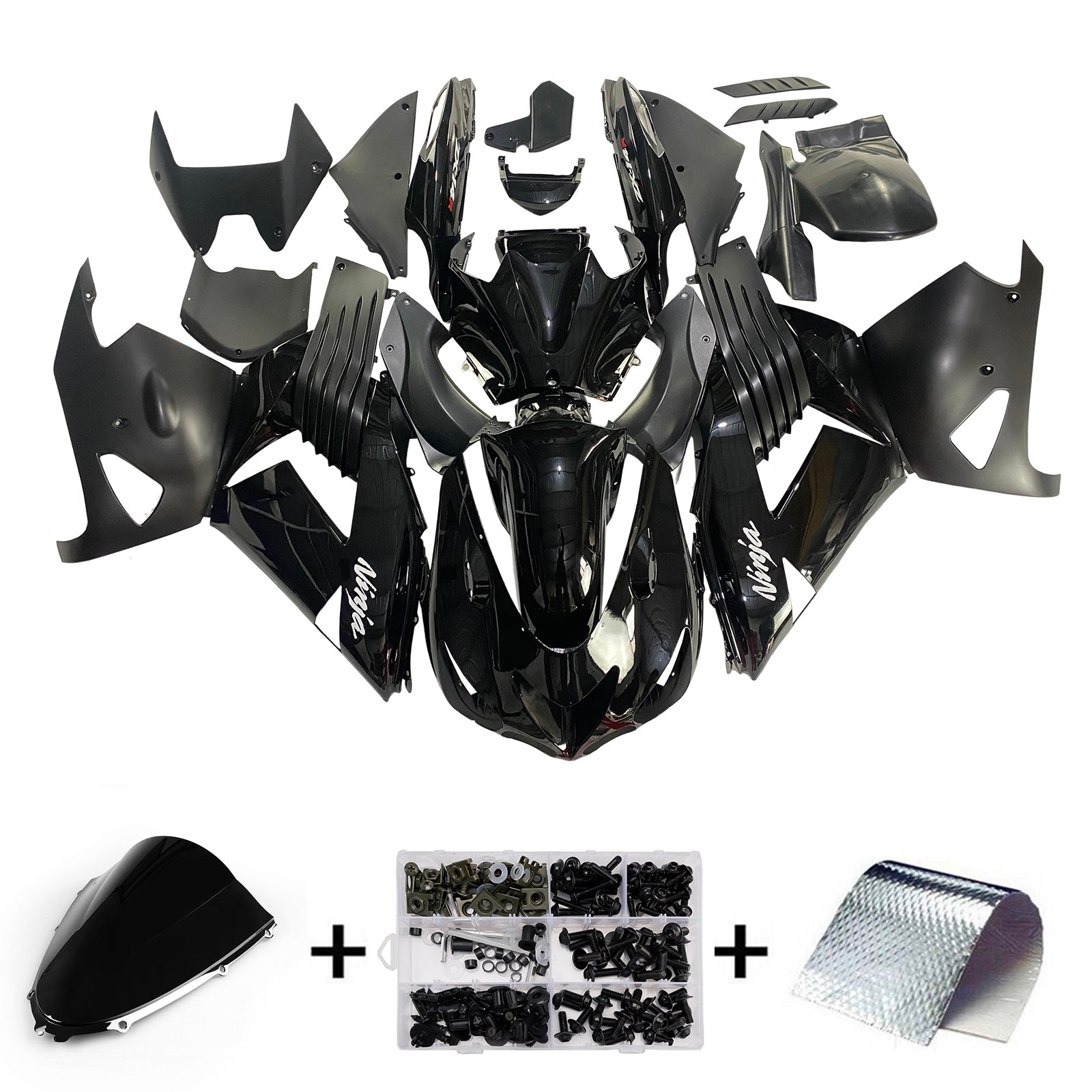 Amotopart Fairings 2006-2011 Kawasaki ZX14R Black Ninja Generic