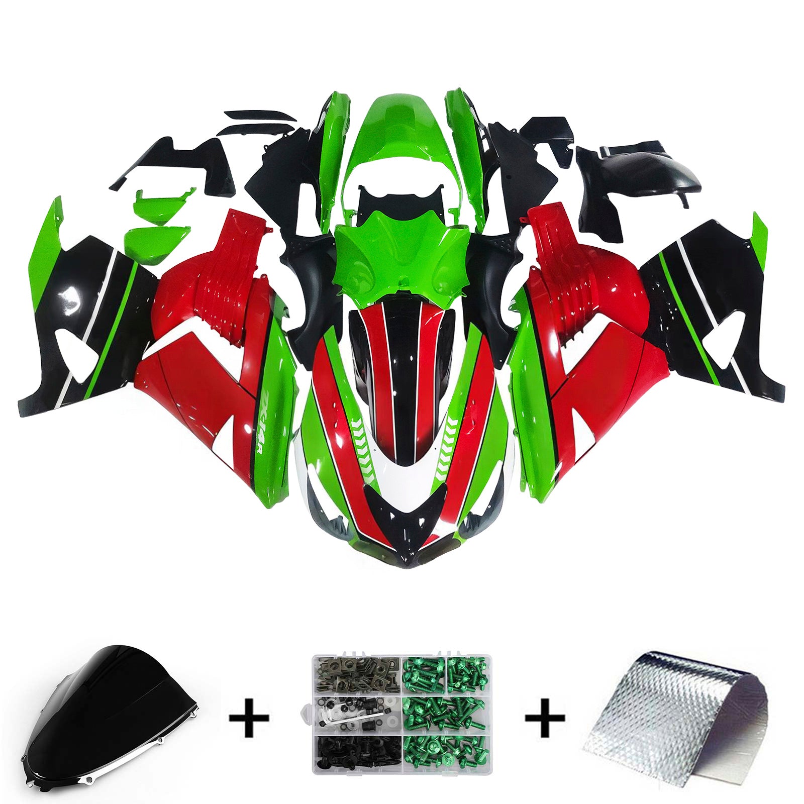 Amotopart Kawasaki ZX14R 2006-2011 Kit Carénage Carrosserie Plastique ABS