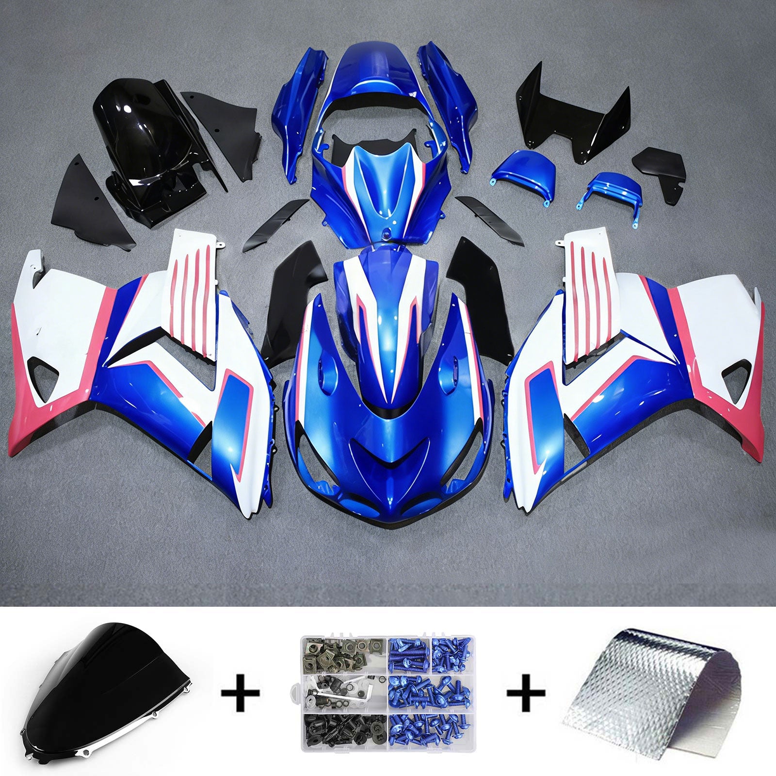 Amotopart Kawasaki ZX14R 2006-2011 Kit Carénage Carrosserie Plastique ABS