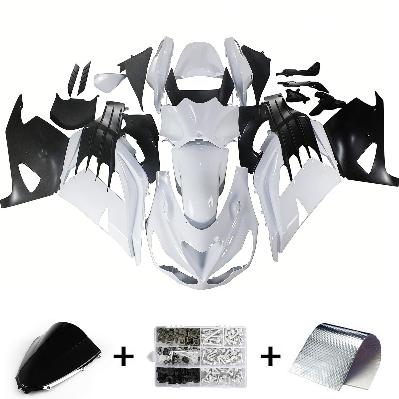 Amotopart Carénages Plastiques 2012-2021 Kawasaki ZX14R Ninja White Generic