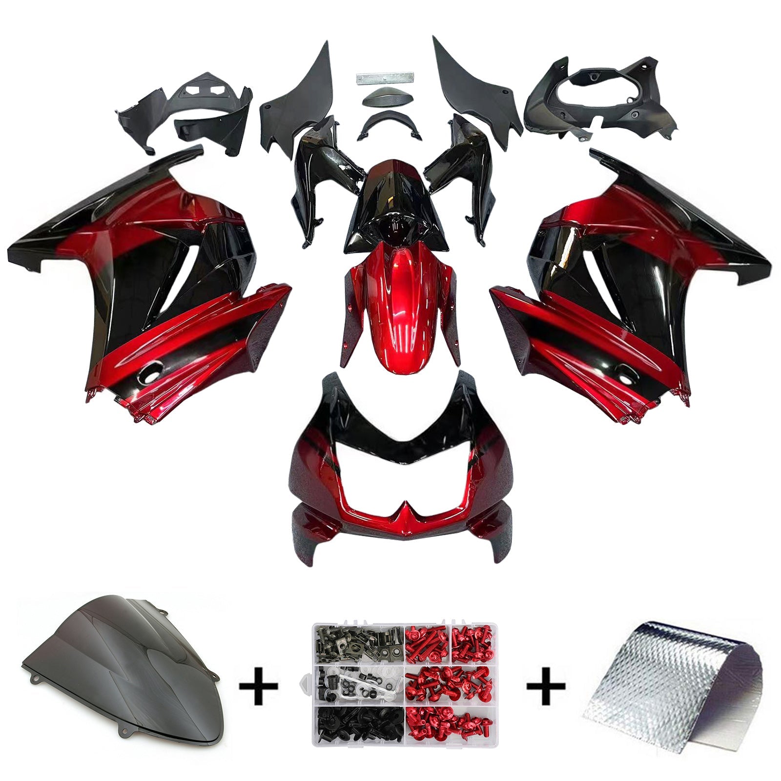 2008-2012 KAWASAKI EX250 Ninja250r Injection Kit de carénage de carrosserie Plastique