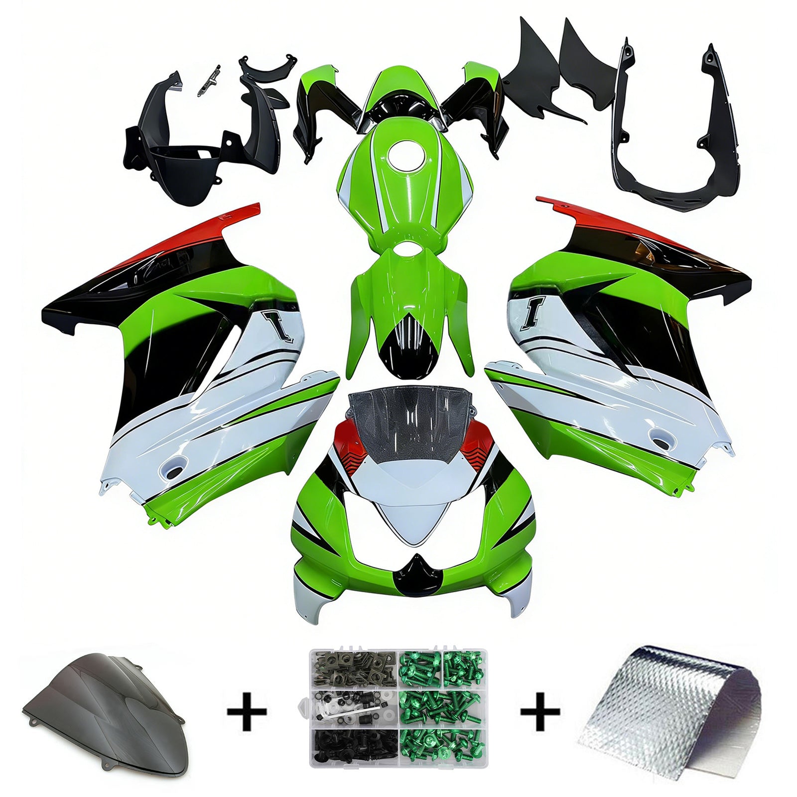 Kawasaki Kit de carenado de inyección EX250 Ninja250R 2008-2012, carrocería de plástico ABS