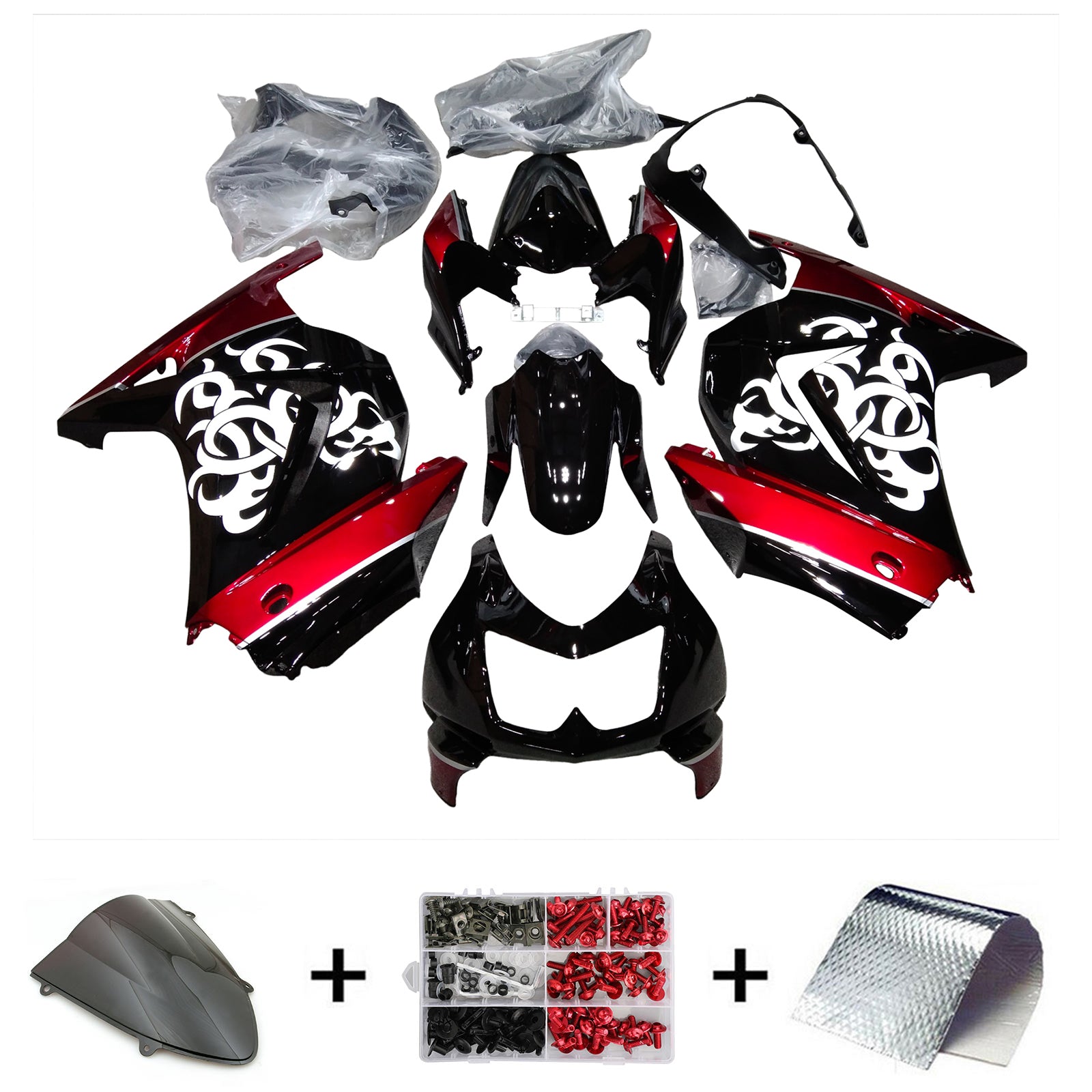 KAWASAKI Injekcijski komplet EX250 Ninja250R 2008-2012, ABS Plastic Karoserija