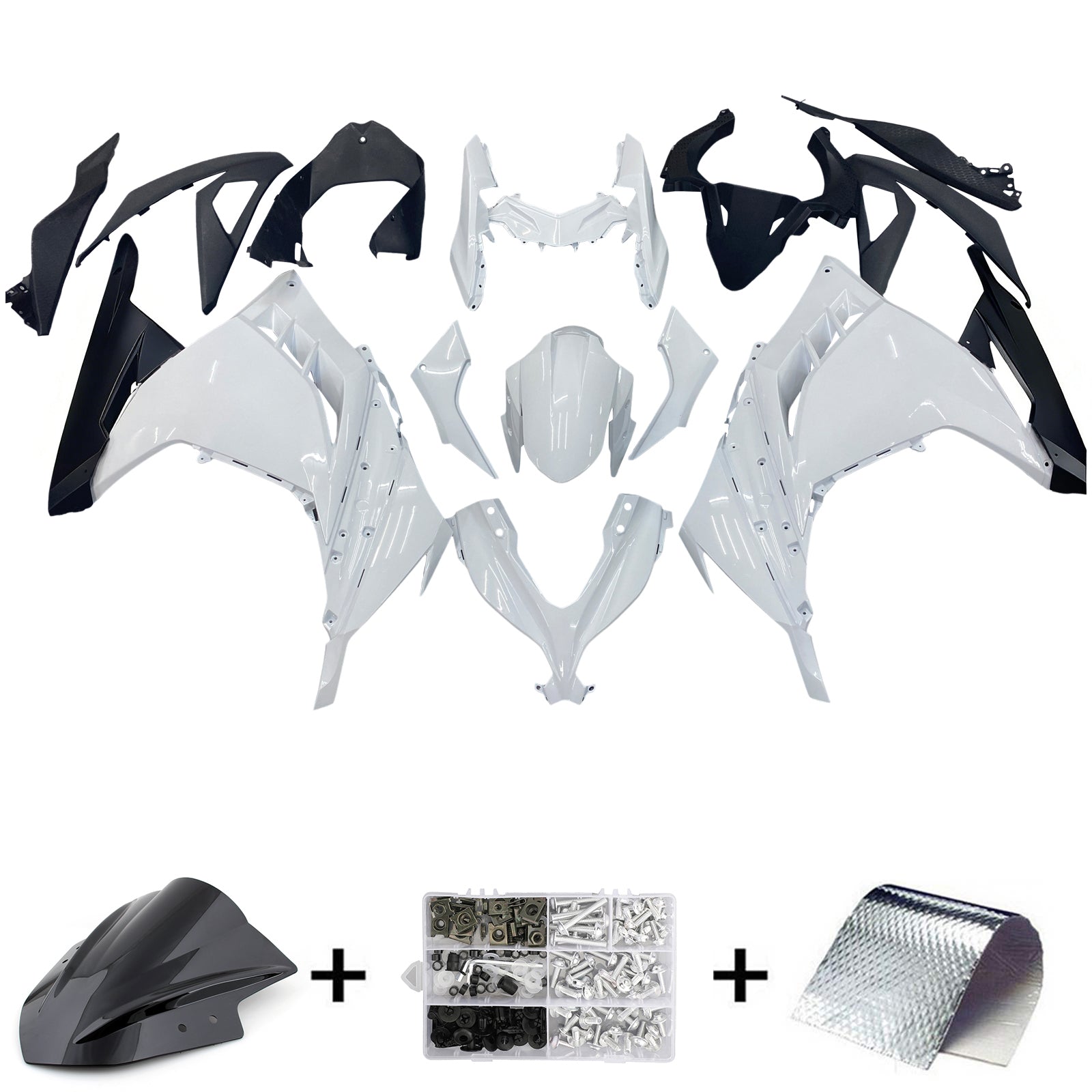 Amotopart Ninja 300R EX300R 2013-2017 Carénage de carrosserie blanc ABS moulé par injection en plastique 4 # générique