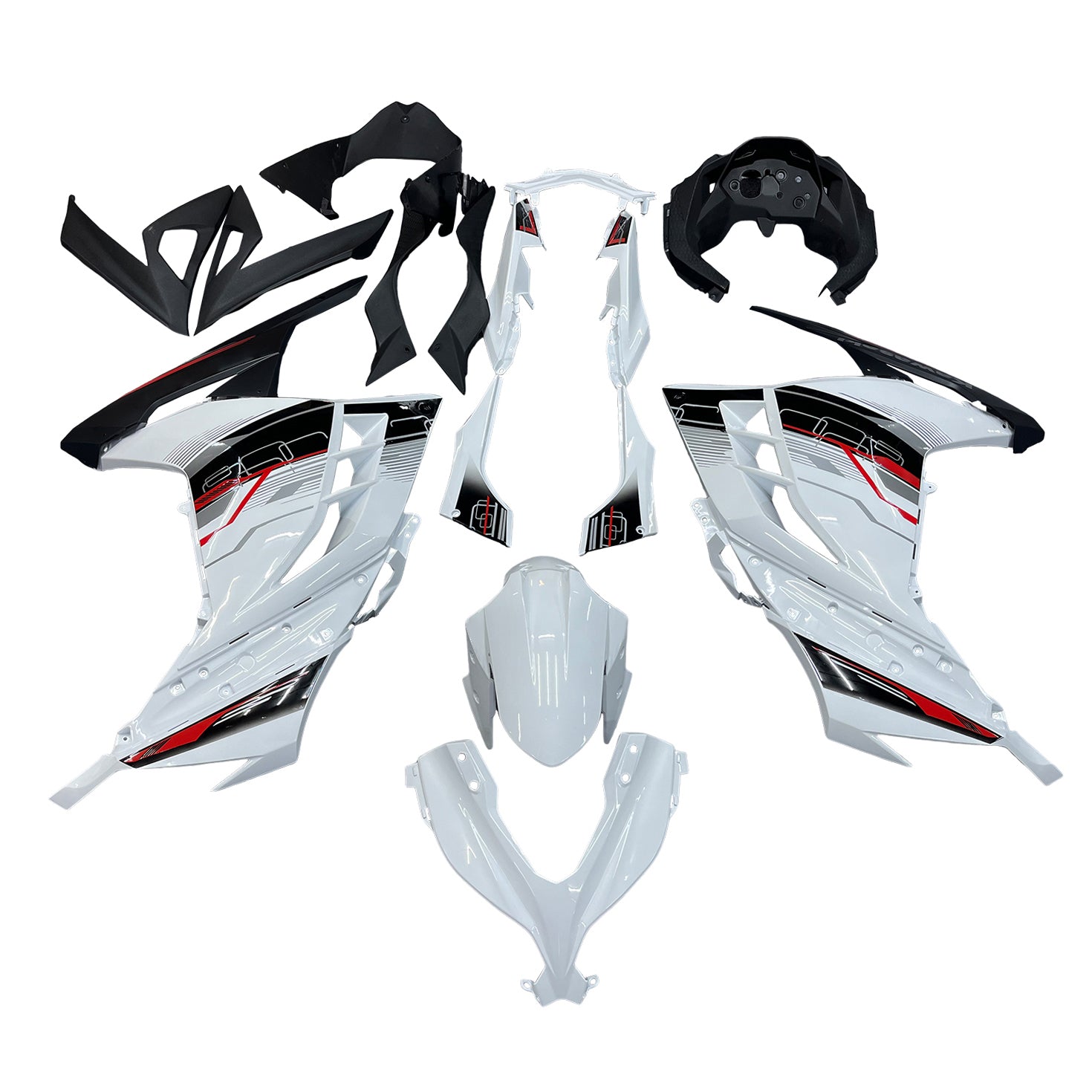 Amotopart Ninja 300R EX300R 2013-2017 Carenado de carrocería de arte blanco Plástico ABS moldeado por inyección 6# Genérico