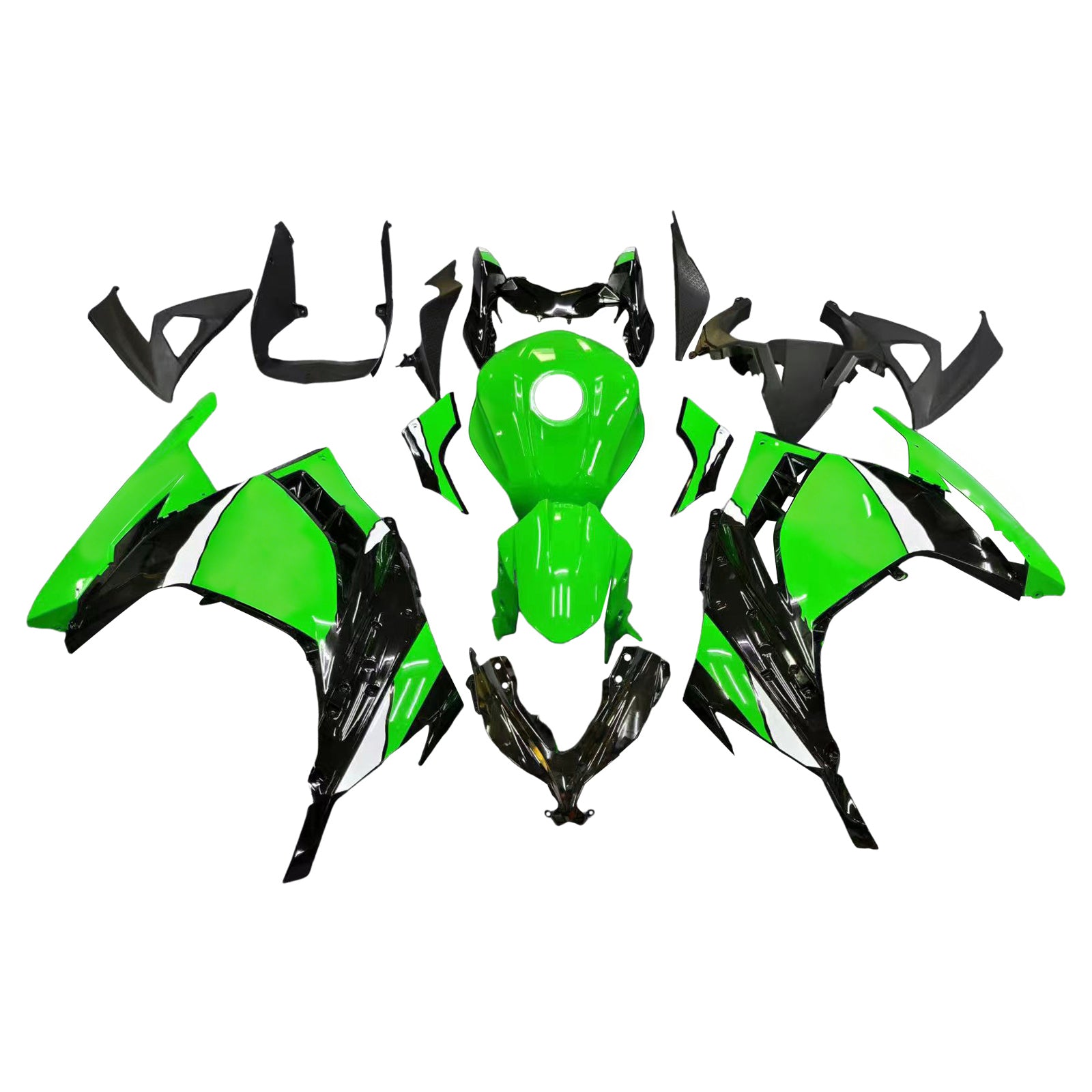 Amotopart Kawasaki EX300/Ninja300 2013-2017 Kit Carénage Carrosserie Plastique ABS
