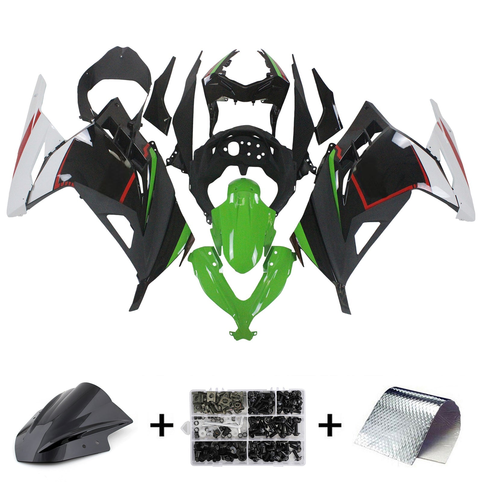 Amotopart Kawasaki EX300/Ninja 300 2013-2017 Kit de carenado de carrocería de plástico ABS