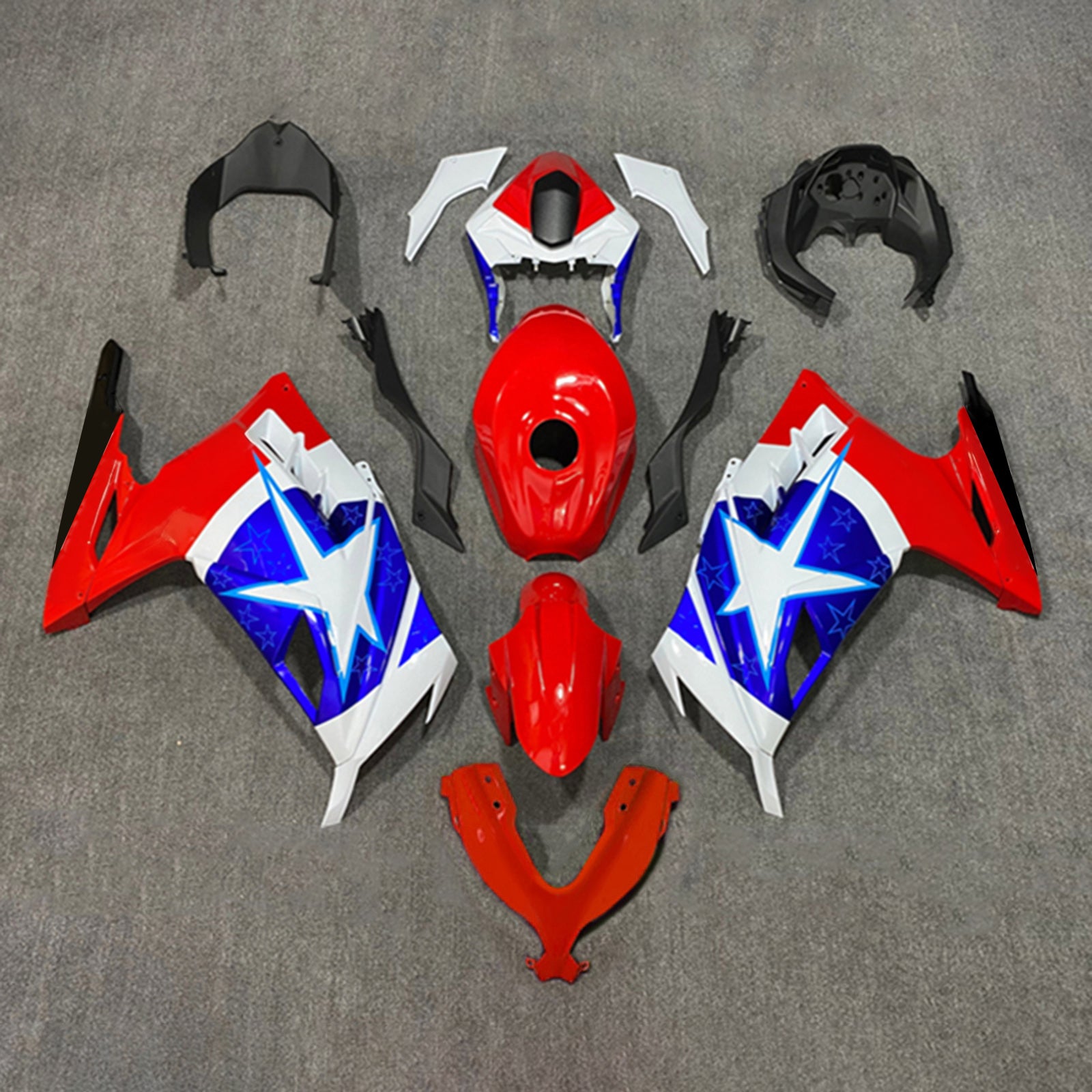 Amotopart Kawasaki EX300/Ninja 300 2013-2017 Kit carena carrozzeria in plastica ABS