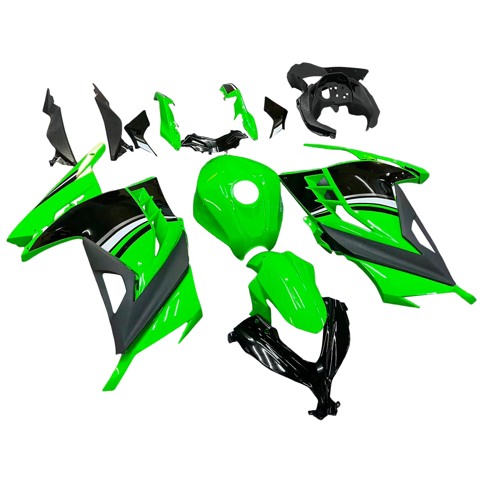 Amotopart Kawasaki EX300/Ninja300 2013-2017 Kit Carénage Carrosserie Plastique ABS