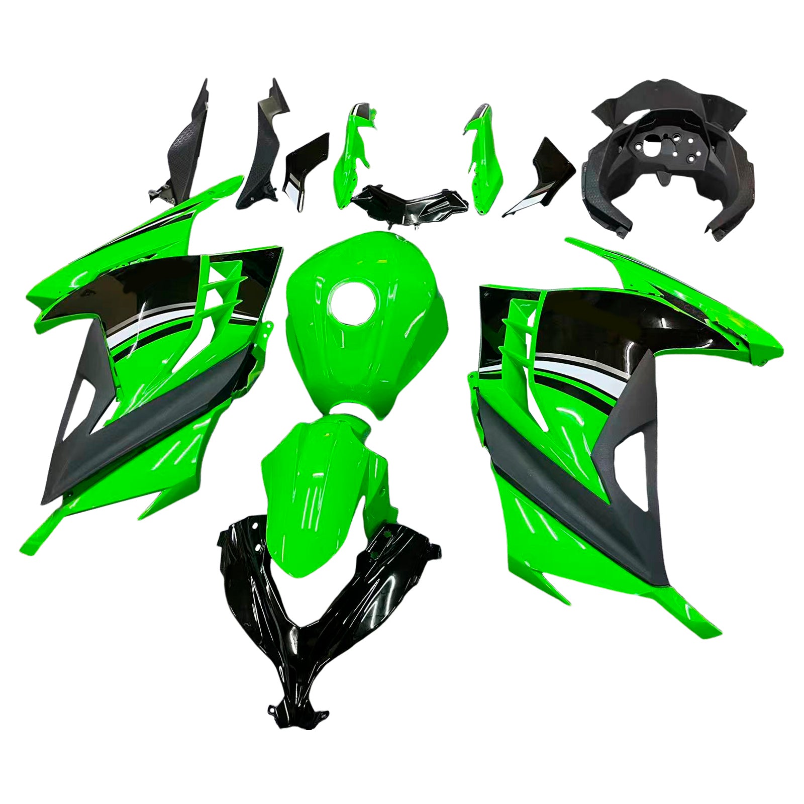Amotopart Kawasaki EX300/Ninja300 2013-2017 Kit Carénage Carrosserie Plastique ABS