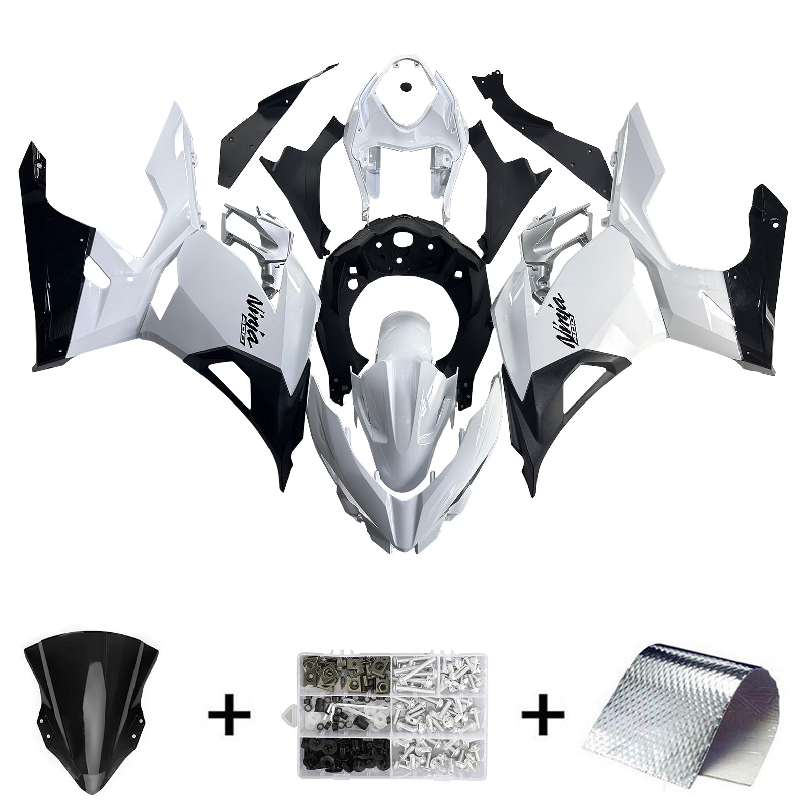 Amotopart Verkleidungsset für Kawasaki EX400 Ninja400 2018–2023, Karosserie, ABS-Kunststoff