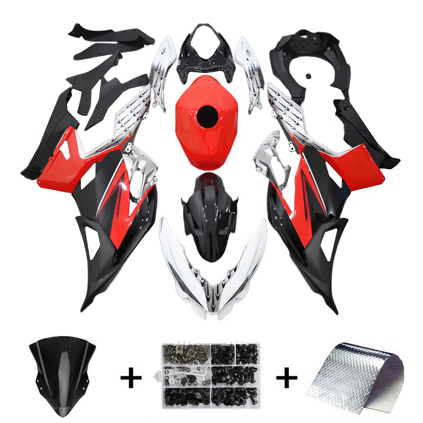 Amotopart Kawasaki EX400 Ninja400 2018-2023 Zestaw owiewek Nadwozie Tworzywo ABS