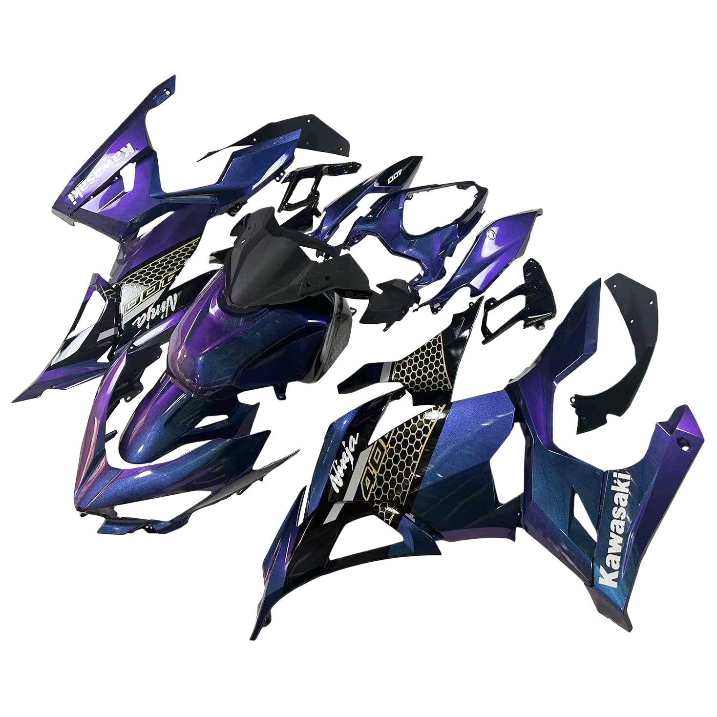 Amotopart Kawasaki EX400 Ninja400 2018-2023 Kit de carénage Carrosserie Plastique ABS