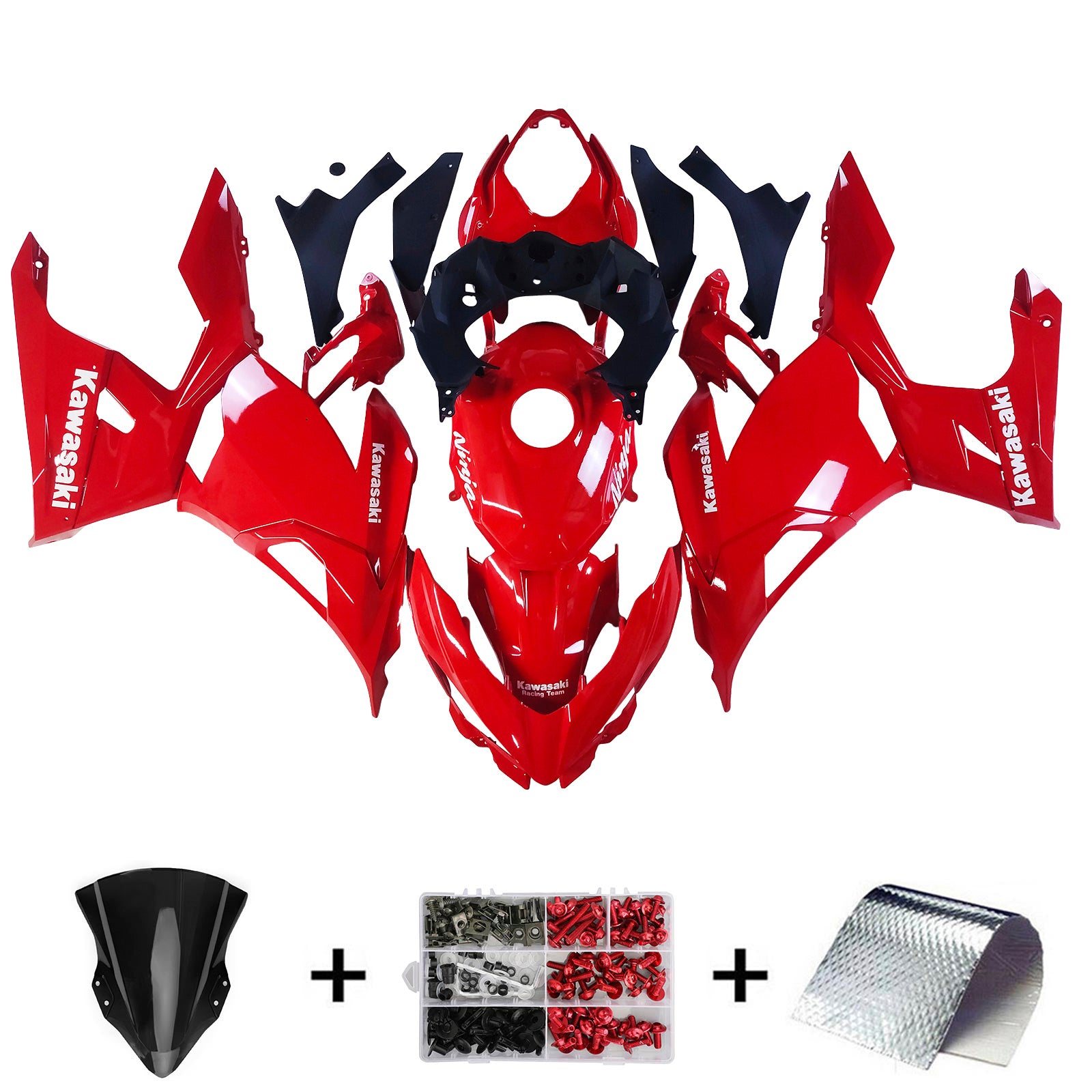 Amotopart kawasaki ex400 ninja400 2018-2023 komplet poštenosti corrier plastični abs