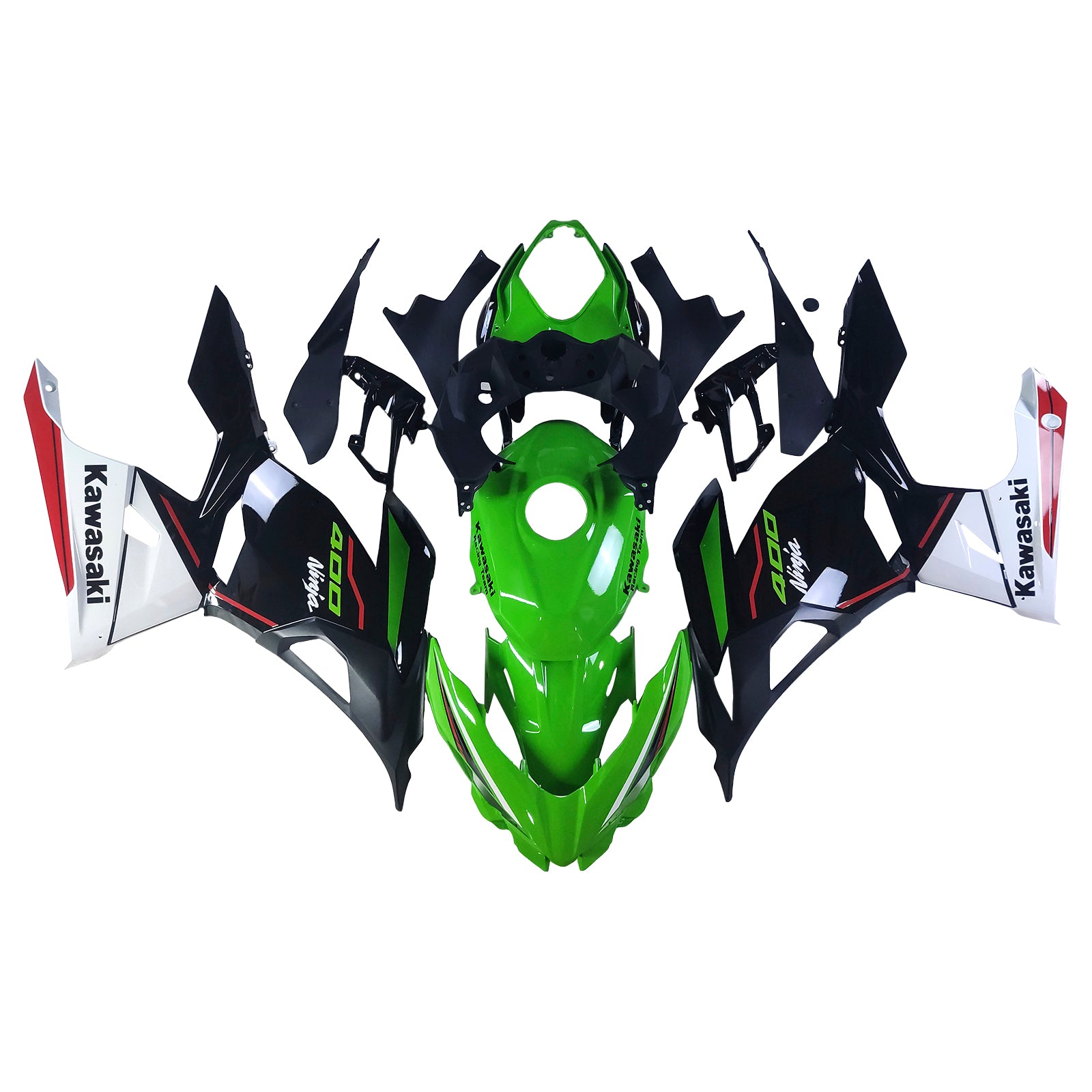 Amotopart kawasaki ex400 ninja400 2018-2023 komplet poštenosti corrier plastični abs