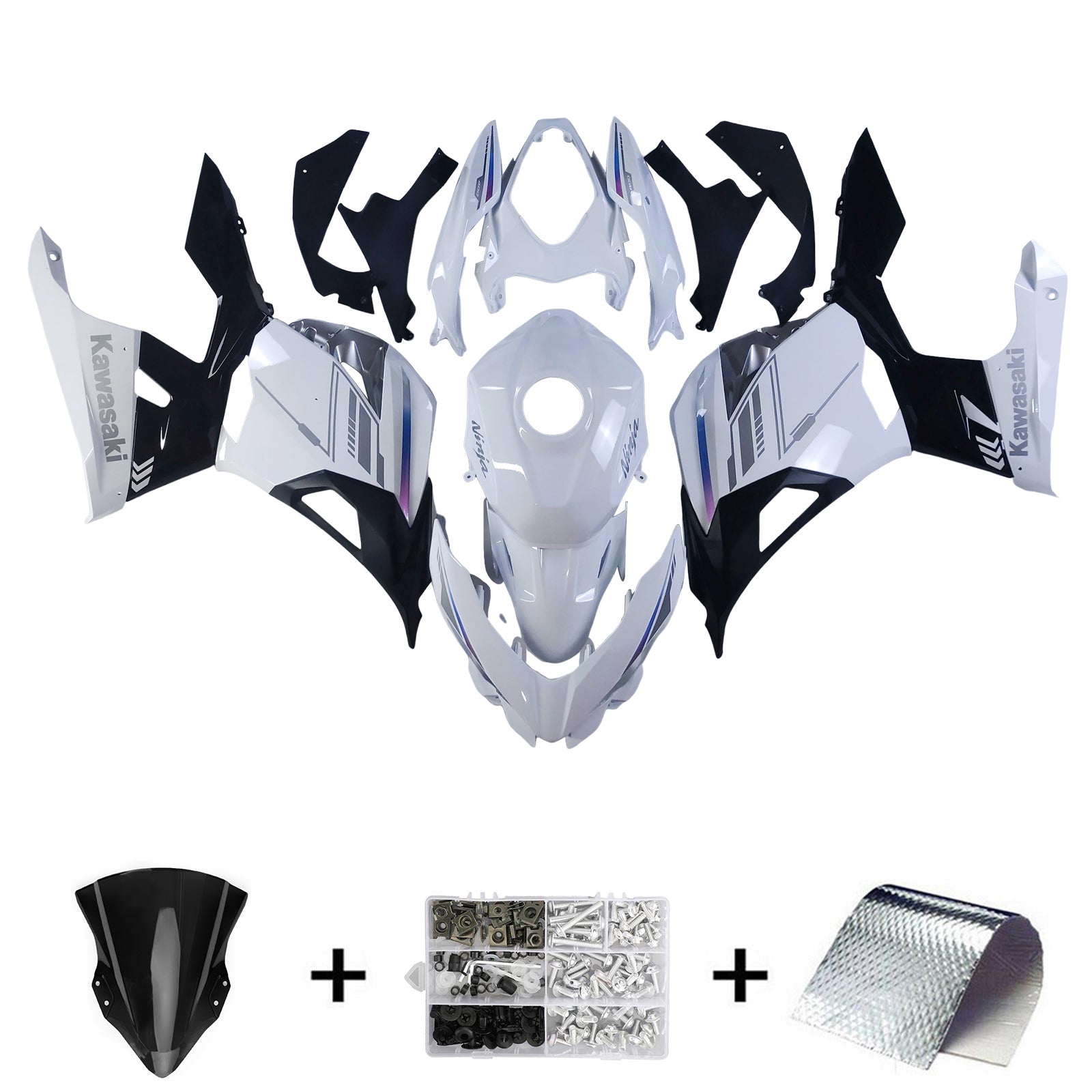 Amotopart Kawasaki EX400 Ninja400 2018-2023 Zestaw owiewek Nadwozie Tworzywo ABS