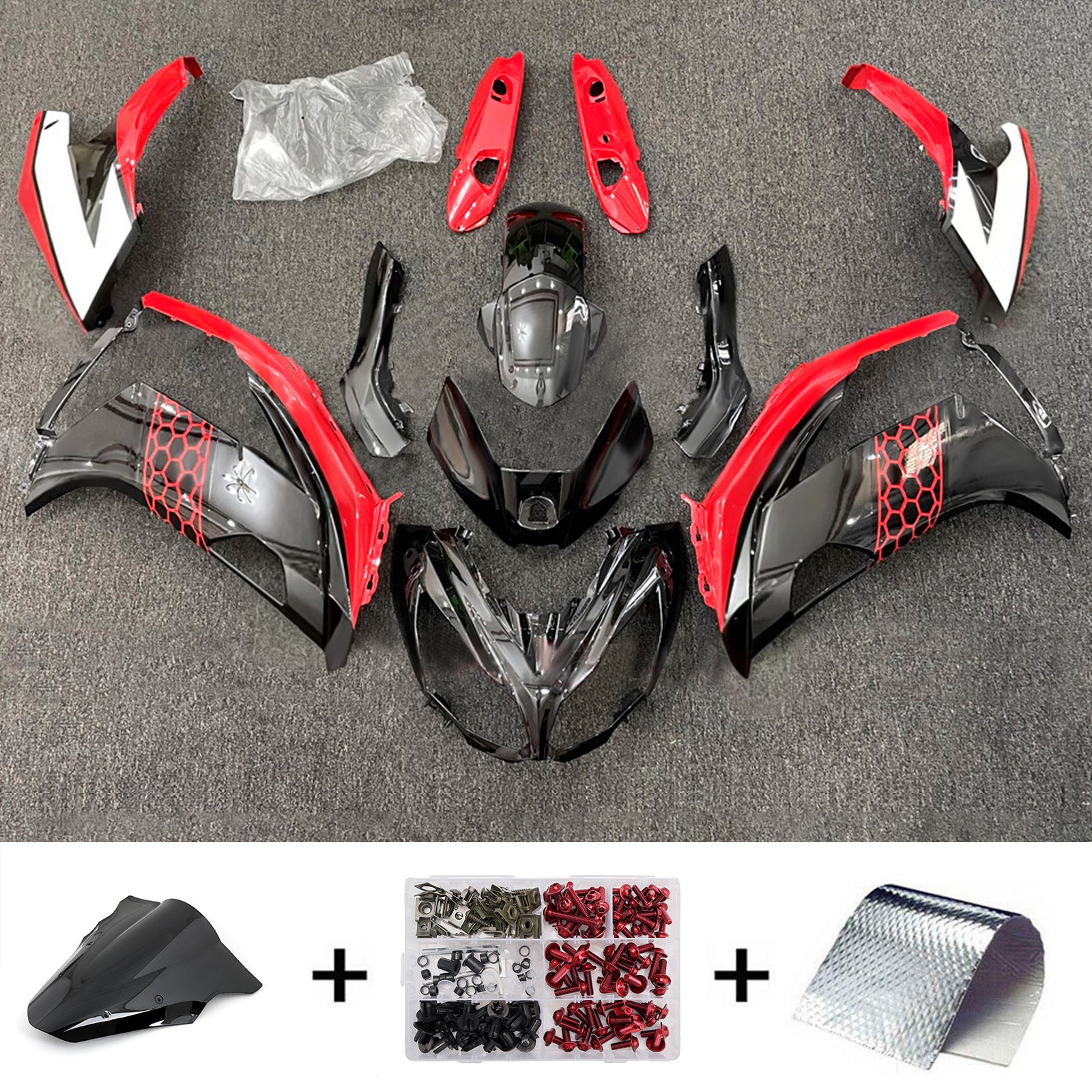 Kit de carenado inyectado de plástico ABS compatible con Kawasaki ER-6F Ninja650 2012-2016