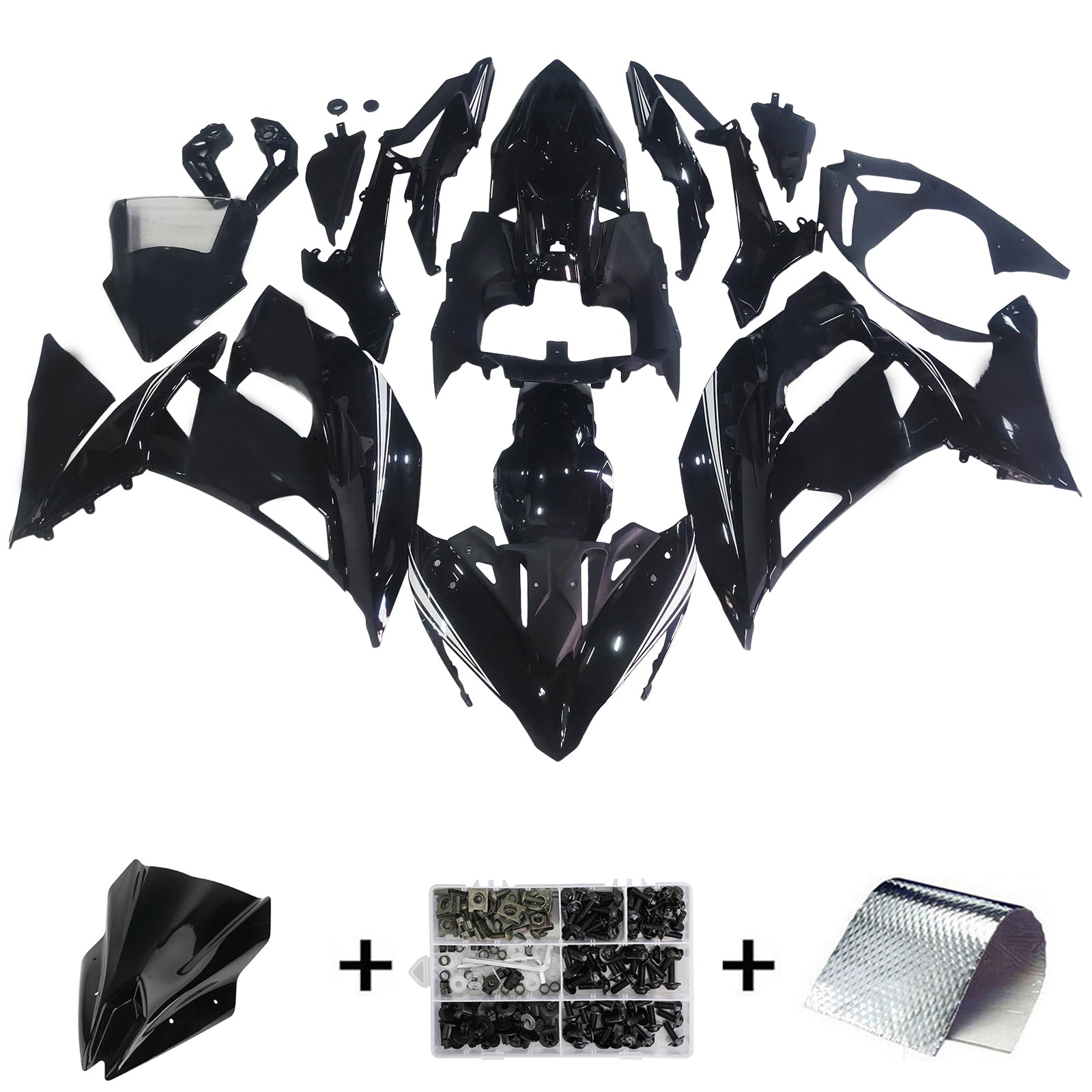 Amotopart Kit Carénage Kawasaki ER6F/Ninja650R 2017-2019 Carrosserie Plastique ABS