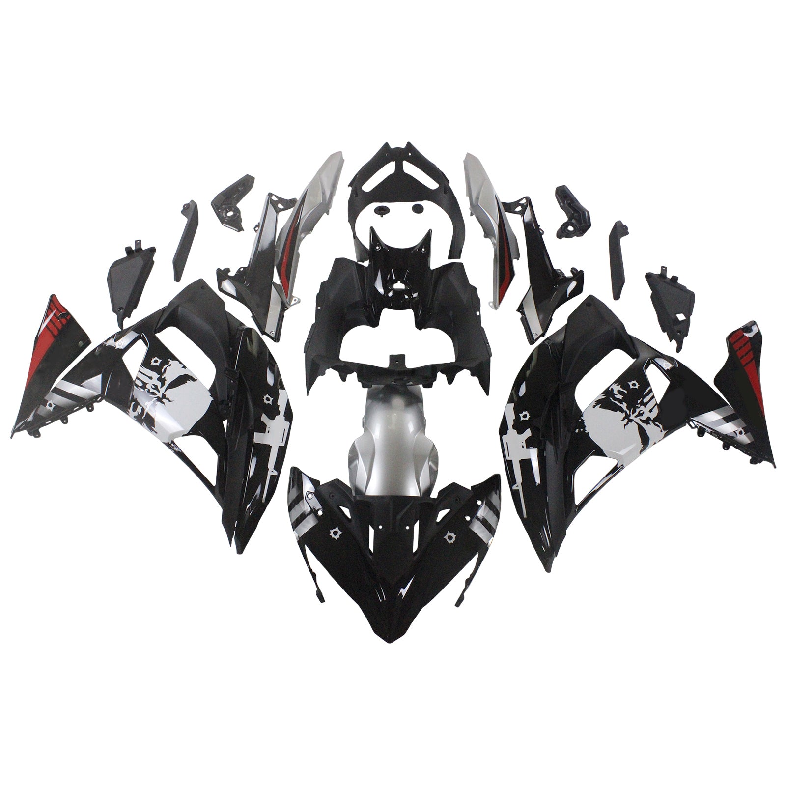 Amotopart Kit Carénage Kawasaki ER6F/Ninja650R 2017-2019 Carrosserie Plastique ABS