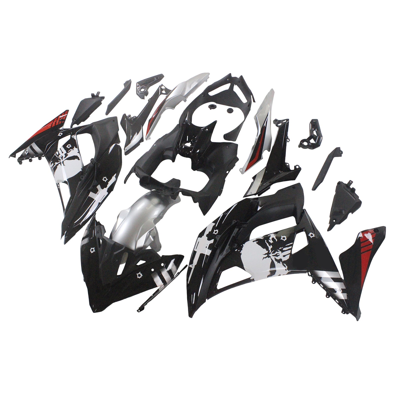 Amotopart Kit Carénage Kawasaki ER6F/Ninja650R 2017-2019 Carrosserie Plastique ABS