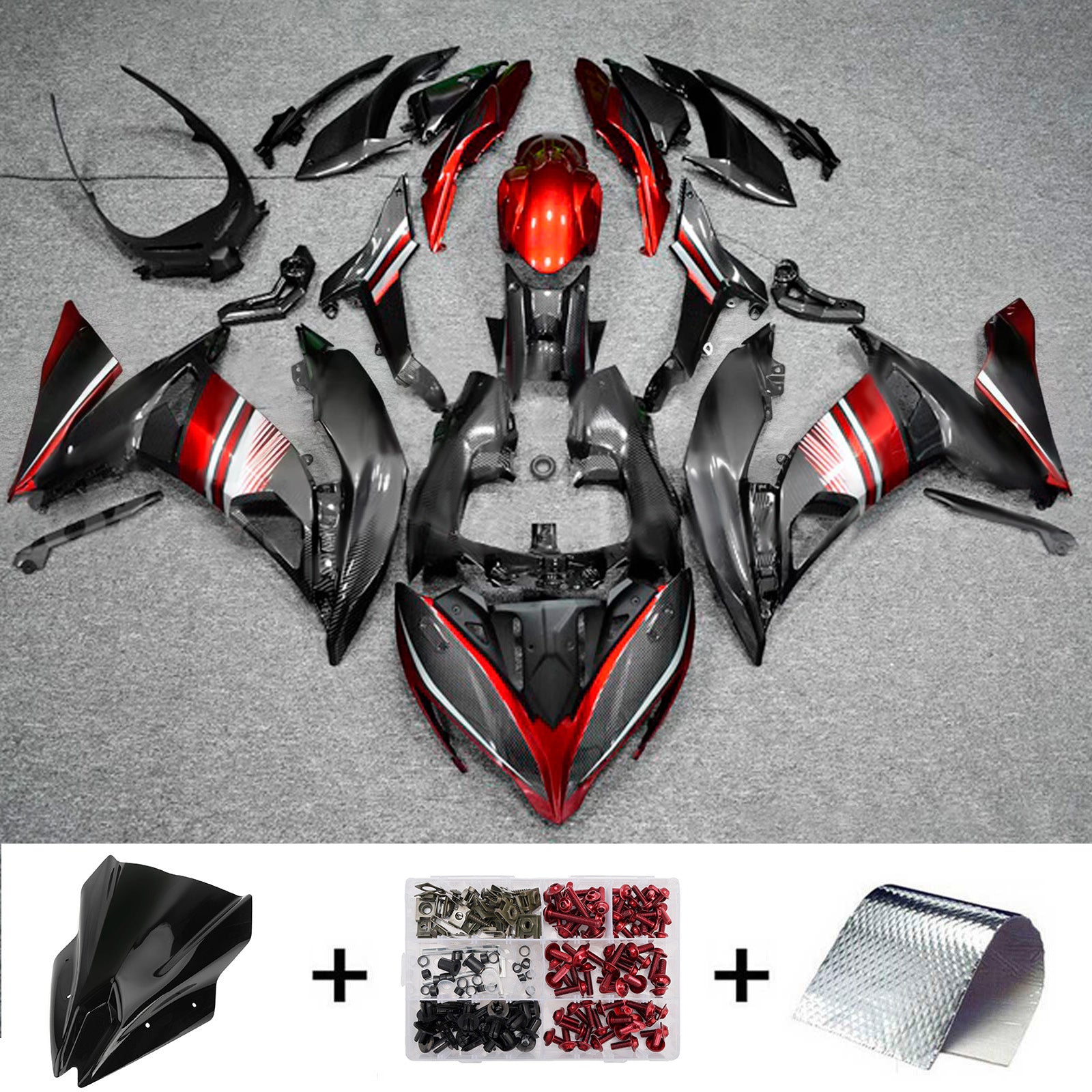 Kit de carénage injecté en plastique ABS compatible avec Kawasaki ER-6F Ninja650R 2017-2019