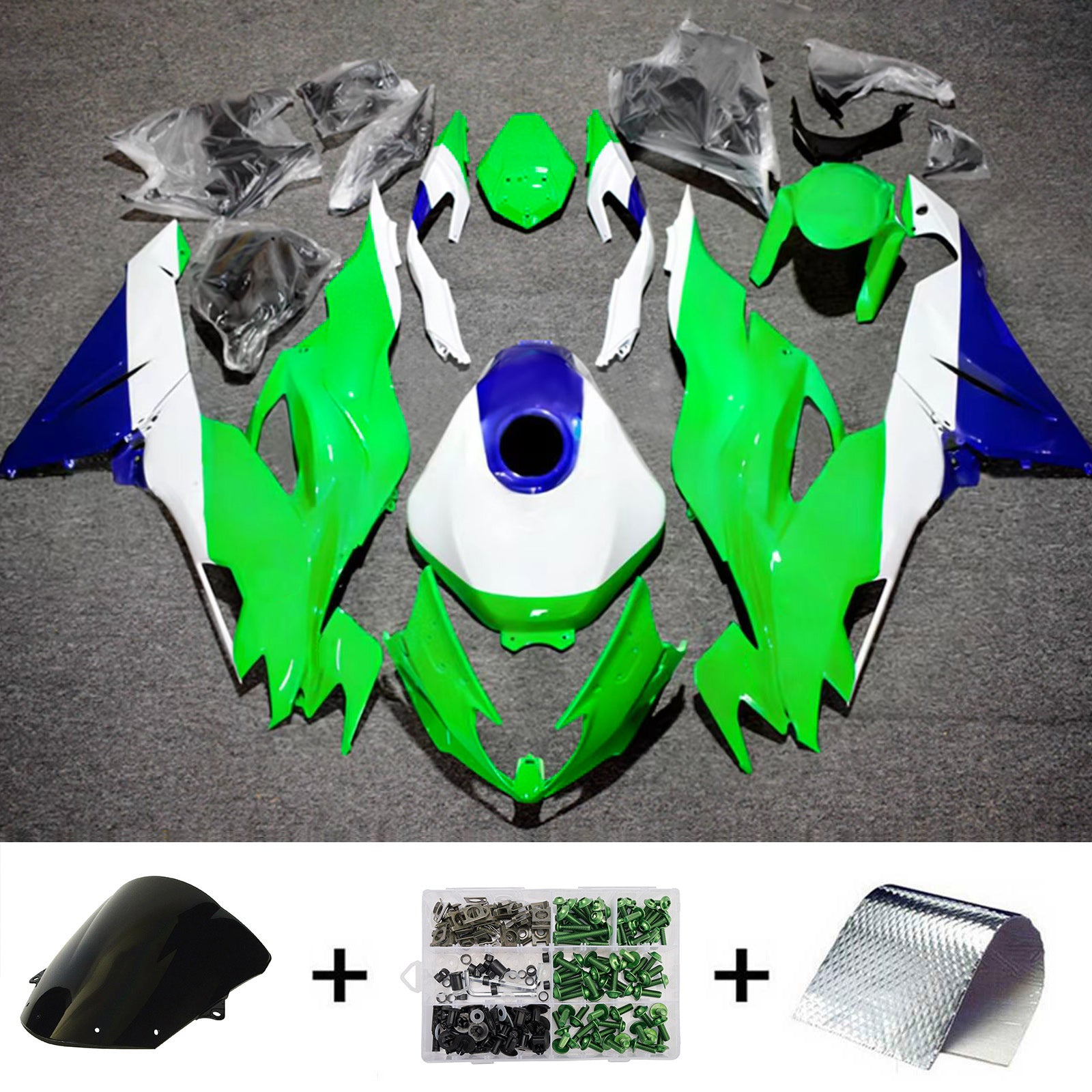 Kit de carénage injecté en plastique ABS compatible avec Kawasaki ZX6R 2019-2023