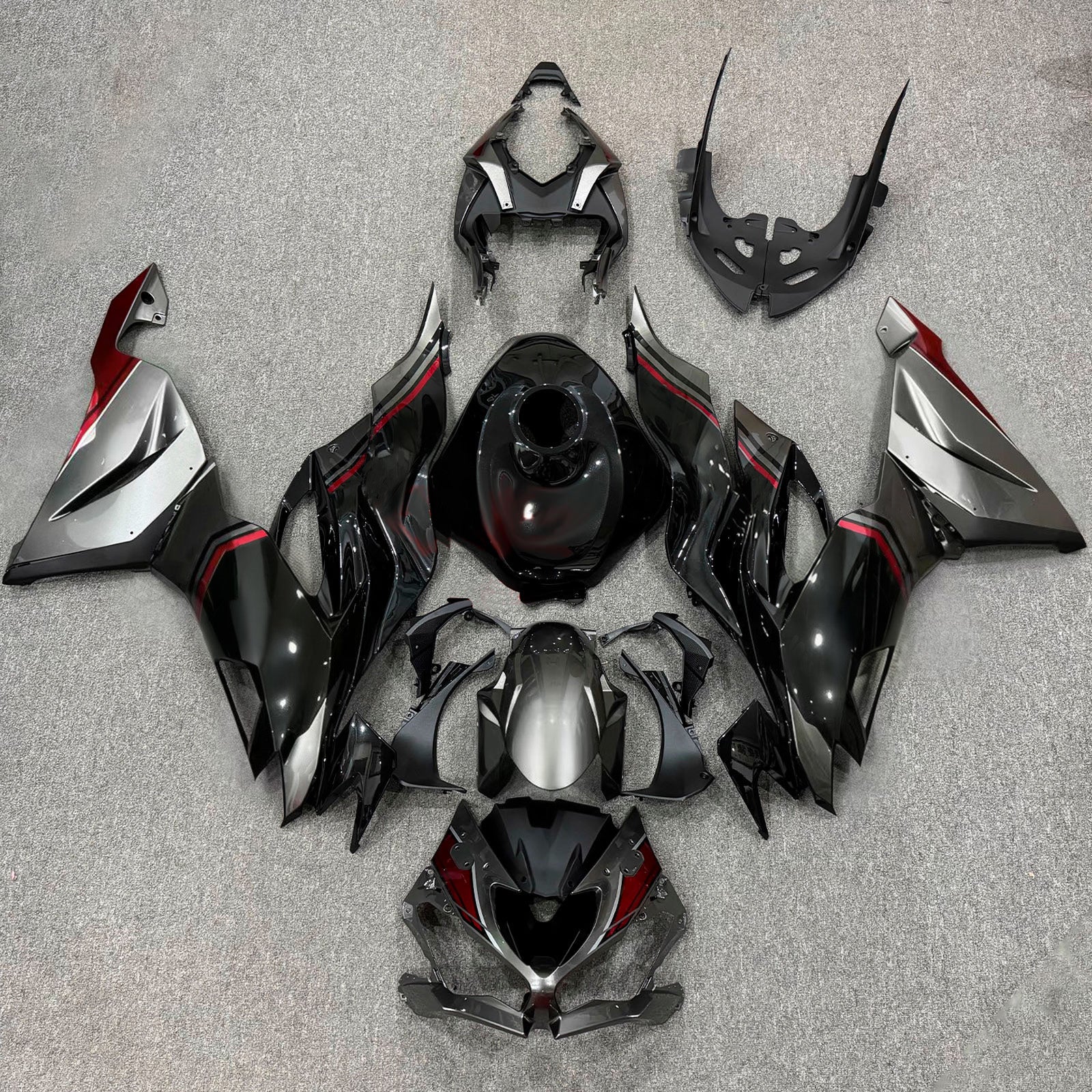 Kit de carénage injecté en plastique ABS compatible avec Kawasaki ZX6R 2019-2023
