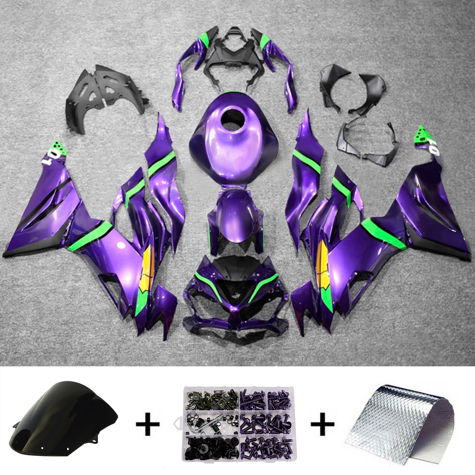Kit de carénage injecté en plastique ABS compatible avec Kawasaki ZX6R 2019-2023