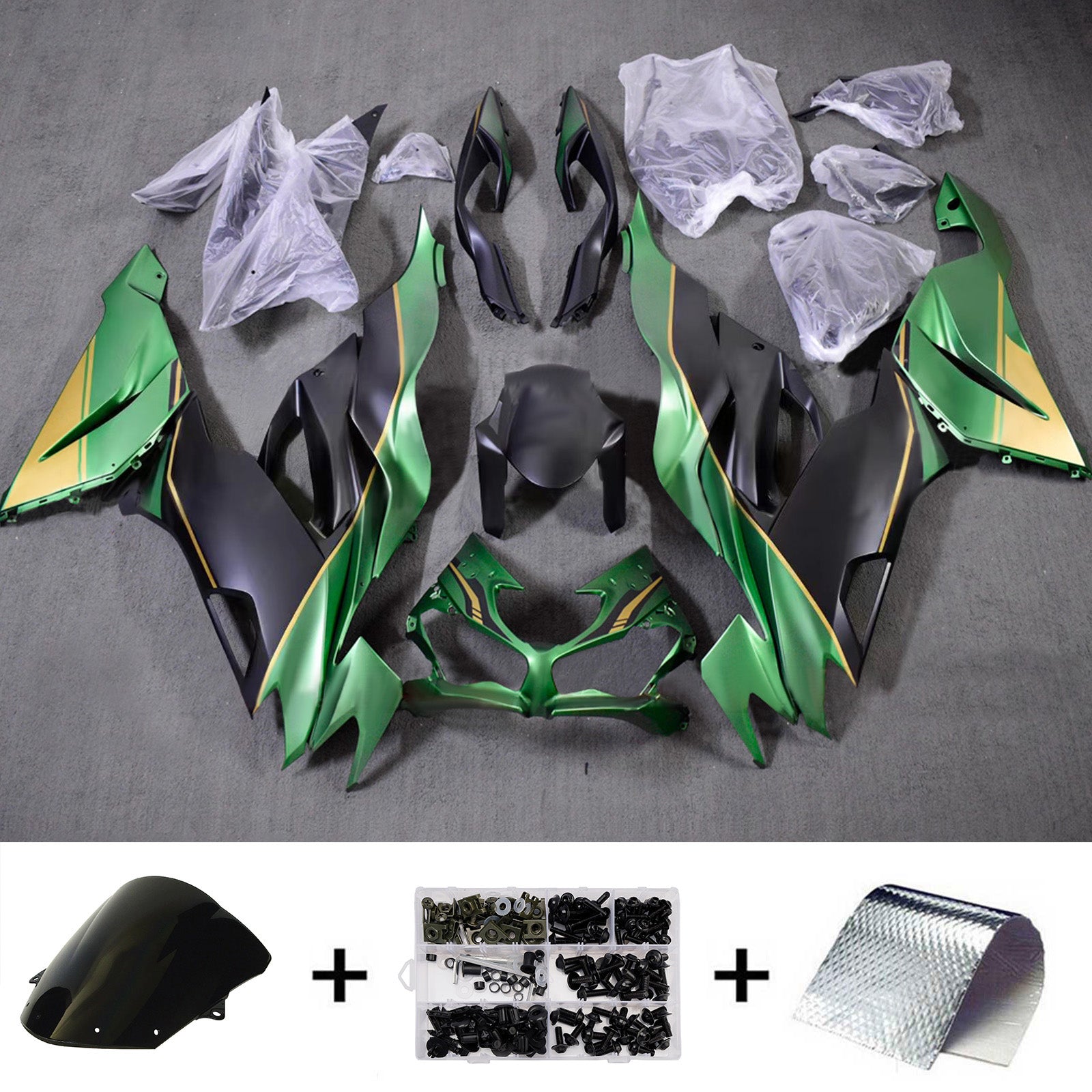 Kit de carénage injecté en plastique ABS compatible avec Kawasaki ZX6R 2019-2023