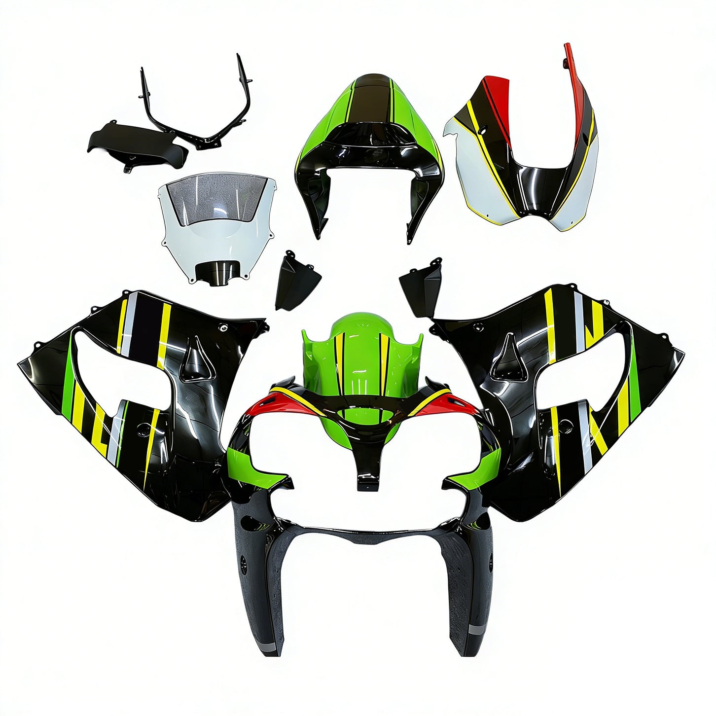 Amotopart Kawasaki ZX9R 2002-2003 Kit Carénage Carrosserie Plastique ABS