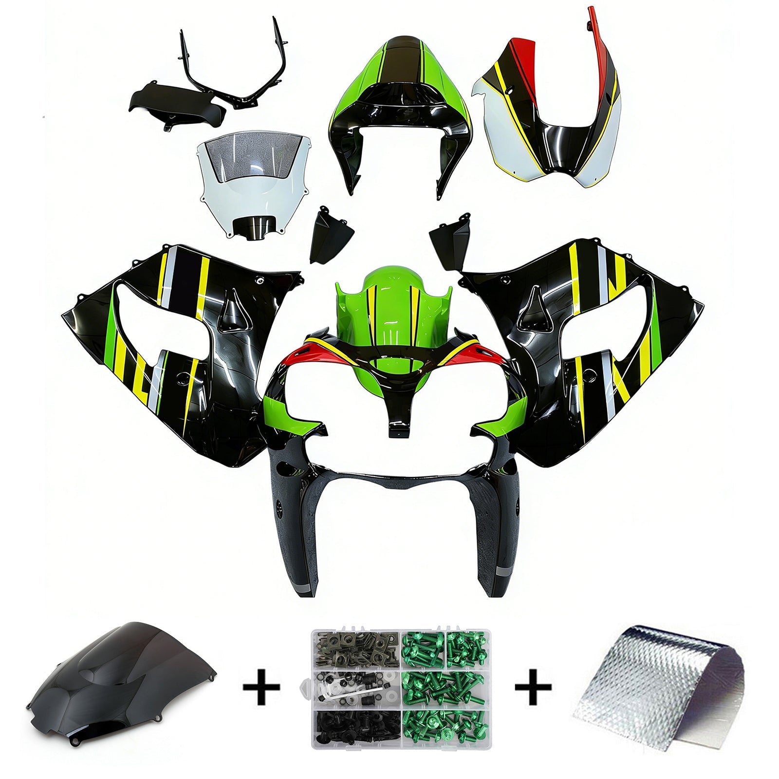 Amotopart Kawasaki ZX9R 2002-2003 Kit Carénage Carrosserie Plastique ABS