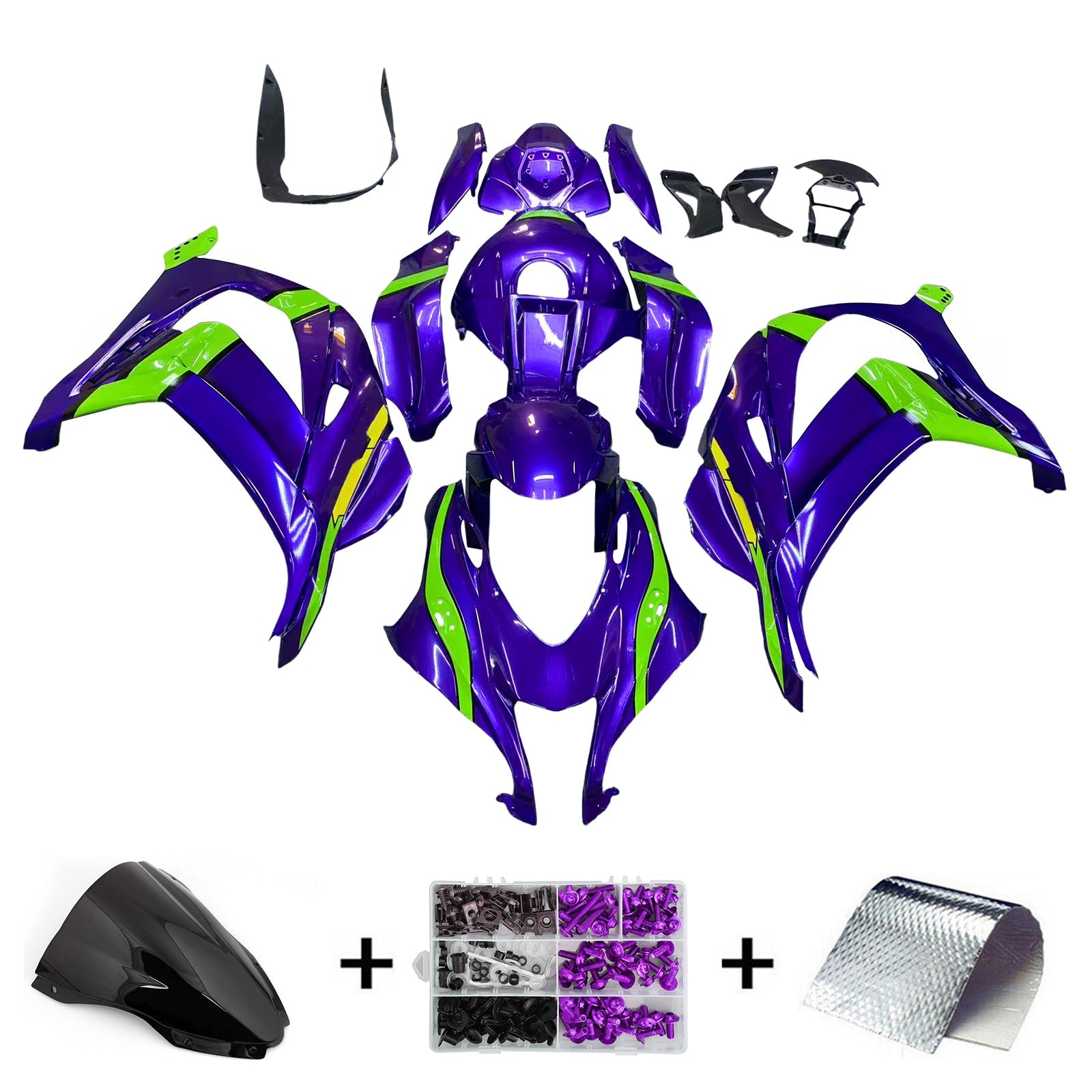 Amotopart Kawasaki ZX10R 2016-2020 Kit Square Plastic Abs