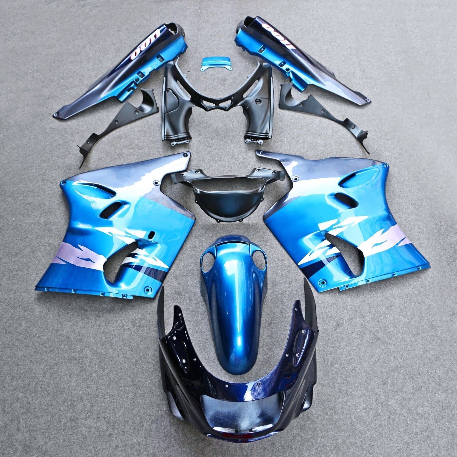 Amotopart Kawasaki ZZR1100 1993-2003 Kit Carénage Carrosserie Plastique