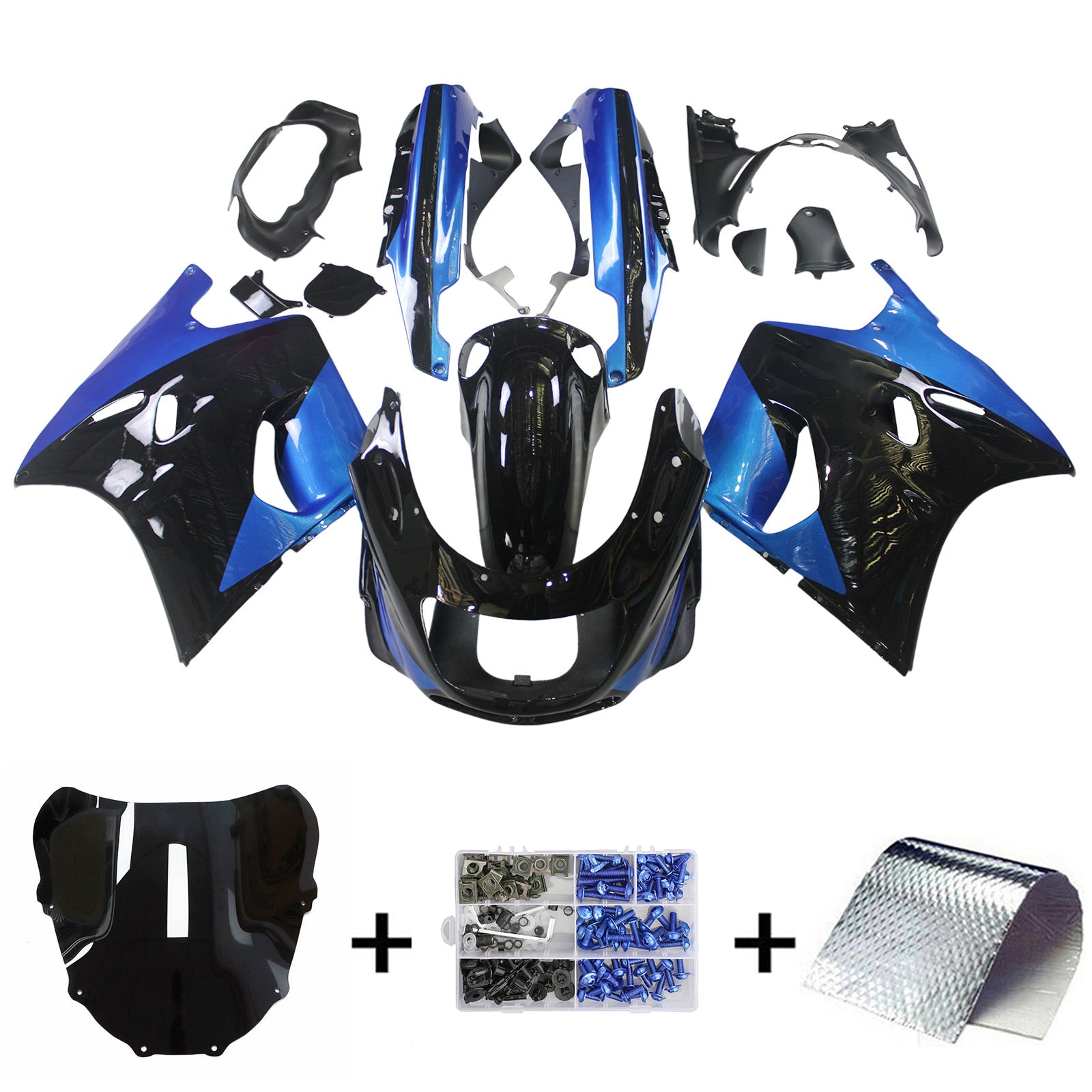 Amotopart Kawasaki ZZR1100 1993-2003 Kit Carénage Carrosserie Plastique