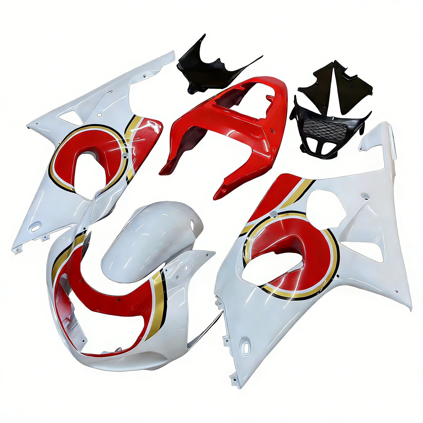 Amotopart Carénages 2000-2002 Suzuki GSXR 1000 White and Red Lucky Strike Generic
