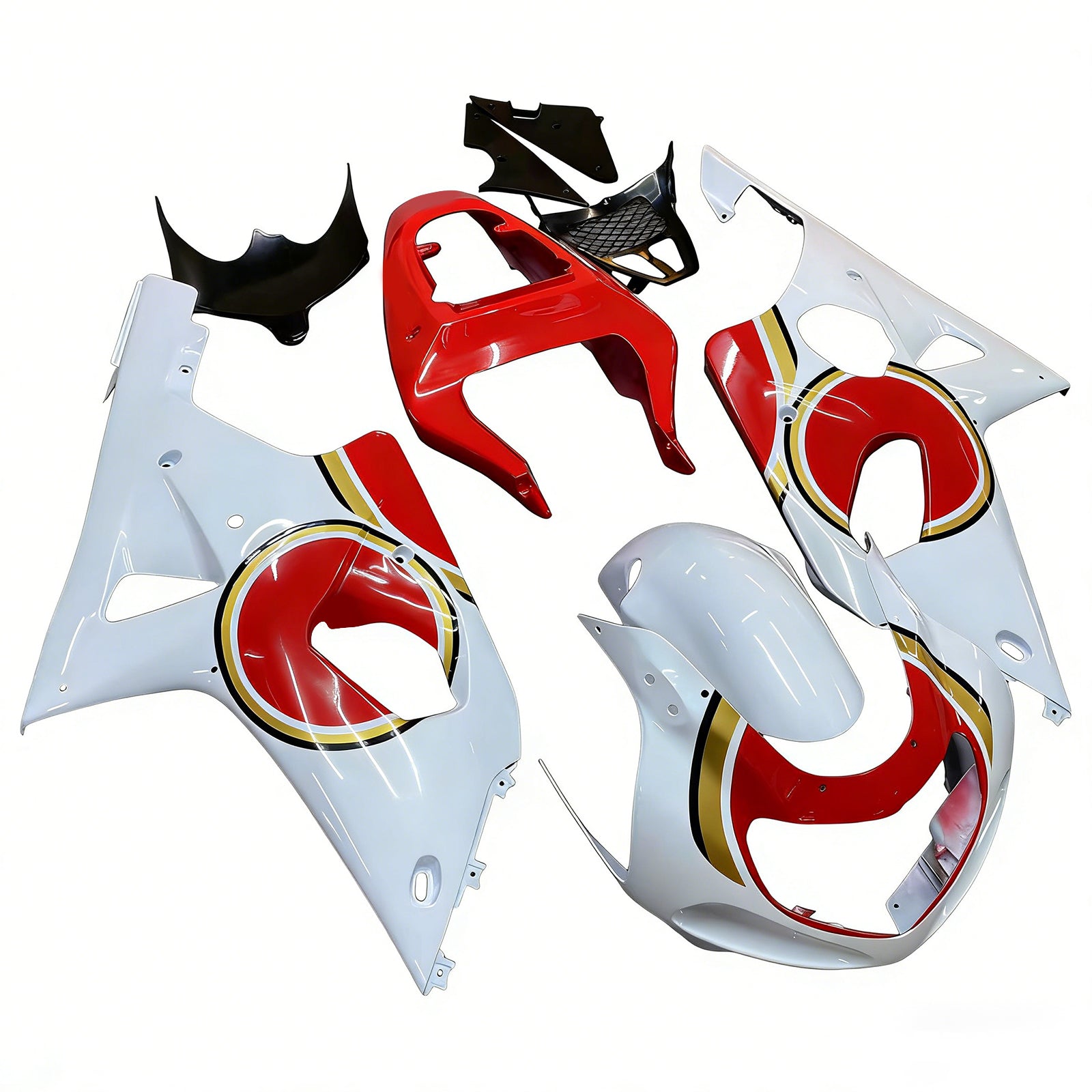 Amotopart Carénages 2000-2002 Suzuki GSXR 1000 White and Red Lucky Strike Generic