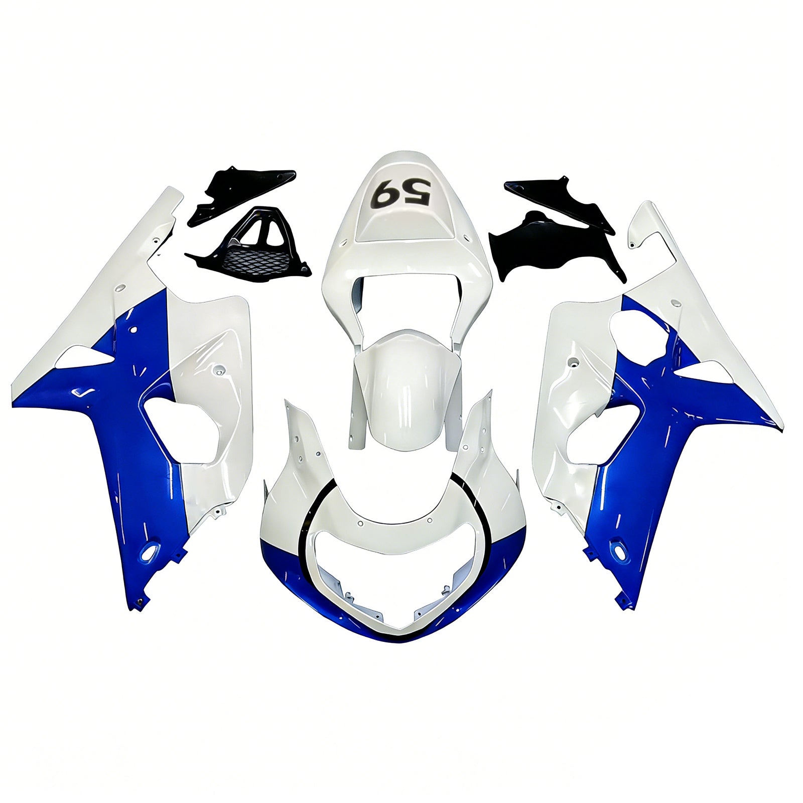 Carénages Amotopart 2000-2002 Suzuki GSXR 1000 Blanc & Bleu Jordan Generic