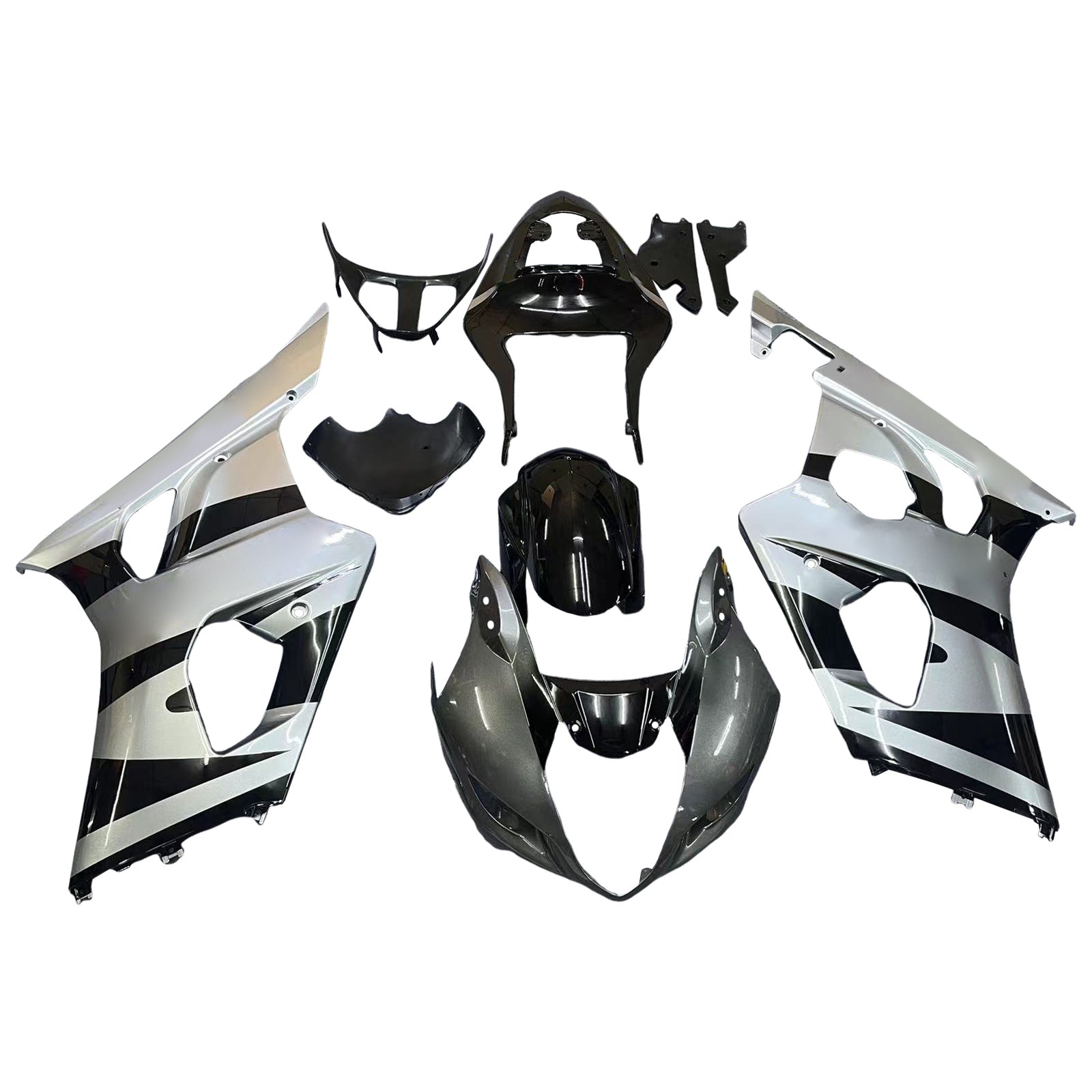 Amotopart Carénages 2003-2004 Suzuki GSXR 1000 Argent & Noir GSXR Generic