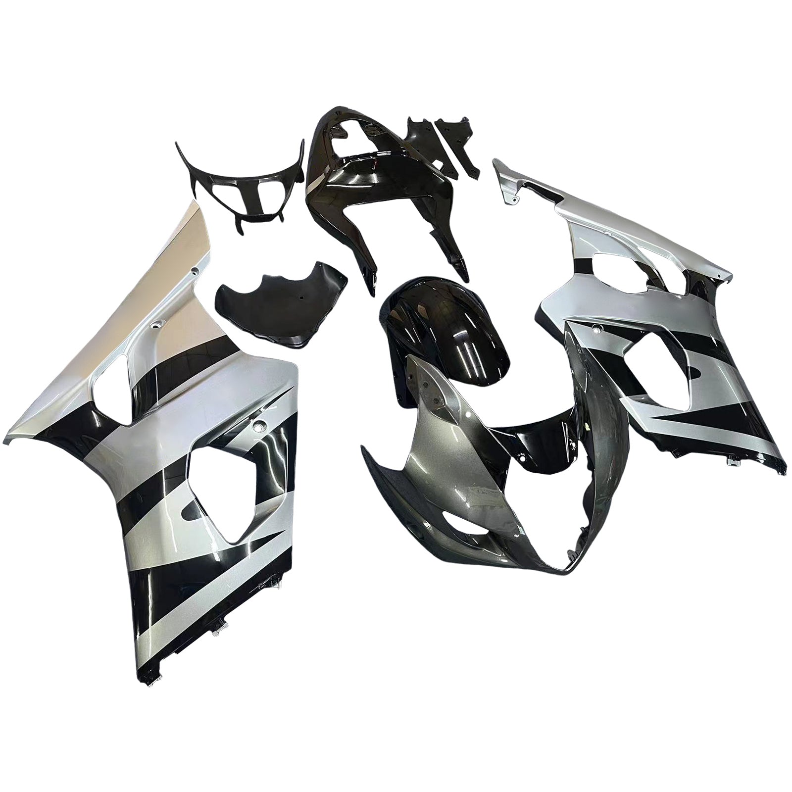 Amotopart Carénages 2003-2004 Suzuki GSXR 1000 Argent & Noir GSXR Generic