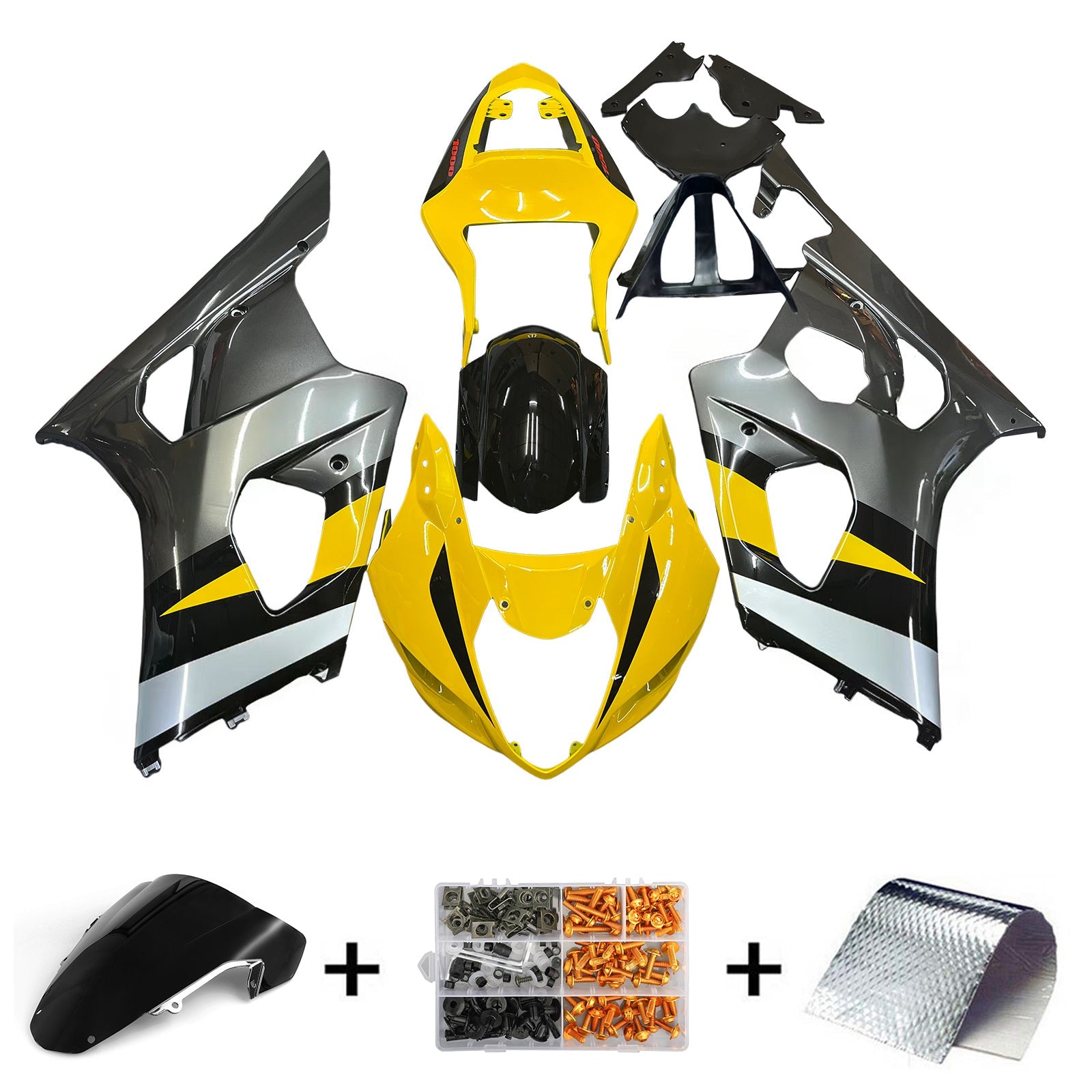 Carene Amotopart 2003-2004 Suzuki GSXR 1000 Giallo e Nero GSXR Generico
