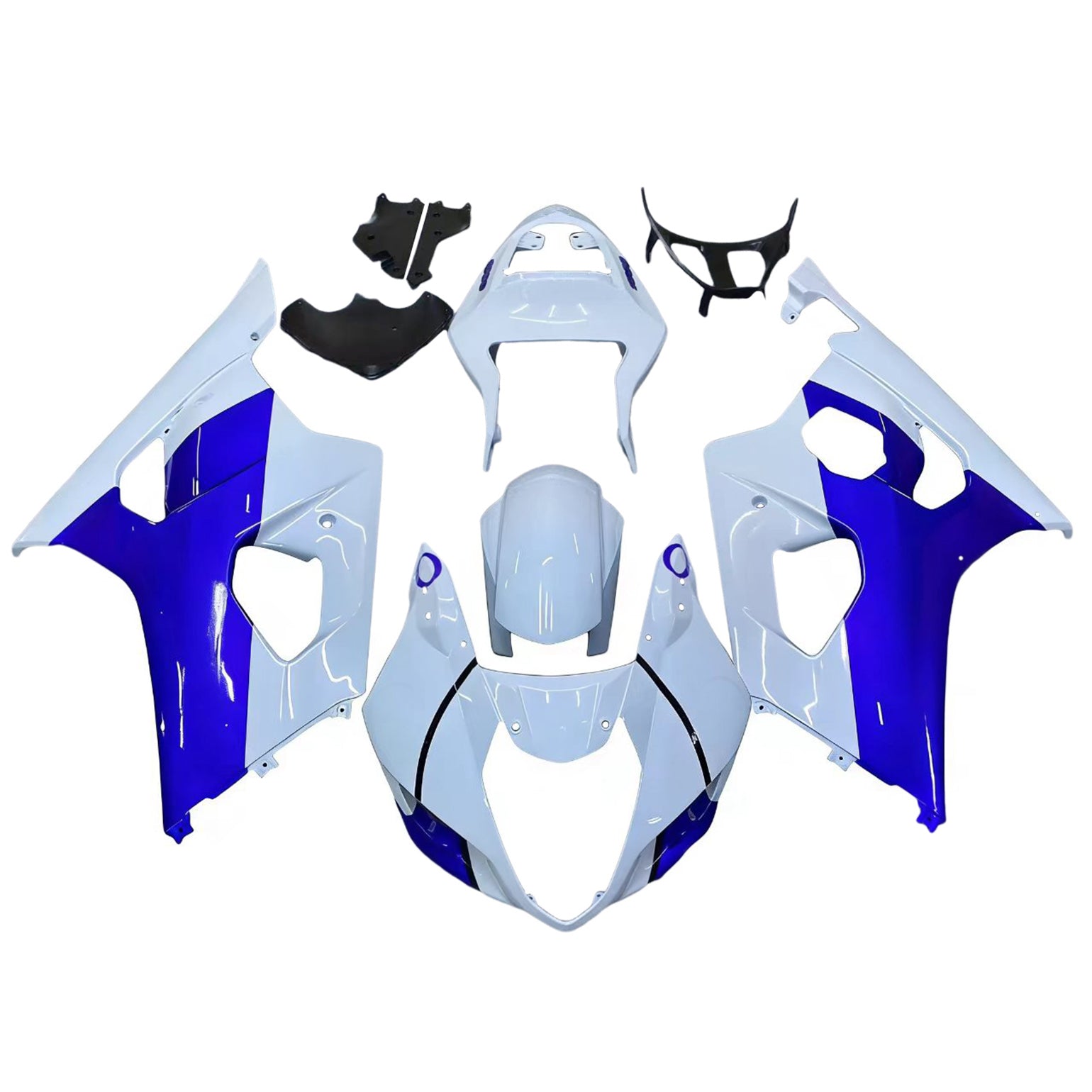 Amotopart Carénages 2003-2004 Suzuki GSXR 1000 Blanc & Bleu Jordan Generic
