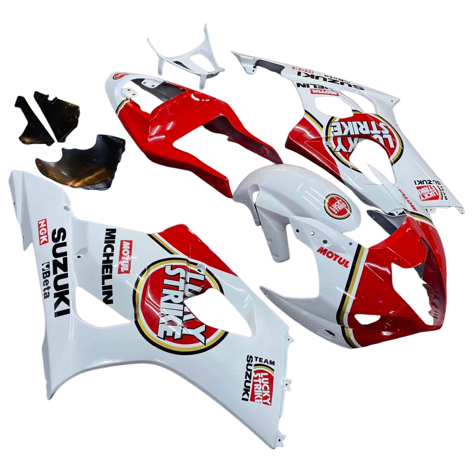 Owiewki Amotopart 2003-2004 Suzuki GSXR 1000 biało-czerwone Lucky Strike Generic