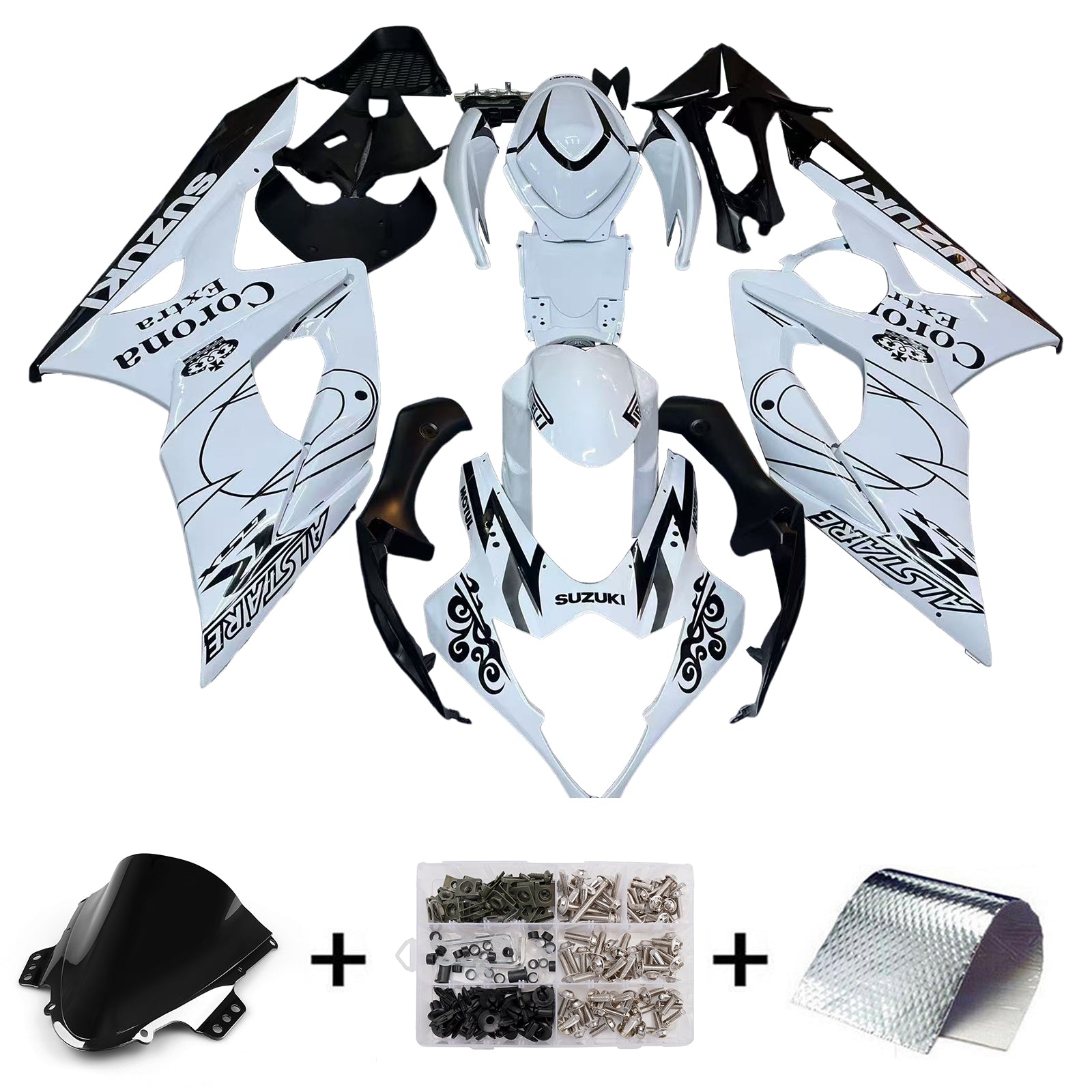 Carénages Amotopart 2005-2006 Suzuki GSXR 1000 Blanc Noir Alstare Generic